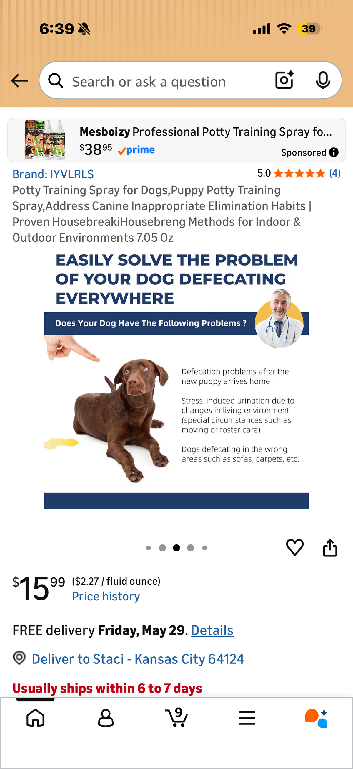 Potty Training Spray for Dogs,Puppy Potty Training Spray,Address Canine Inappropriate Elimination Habits | Proven HousebreakiHousebreng Methods for Indoor & Outdoor Environments 7.05 Oz