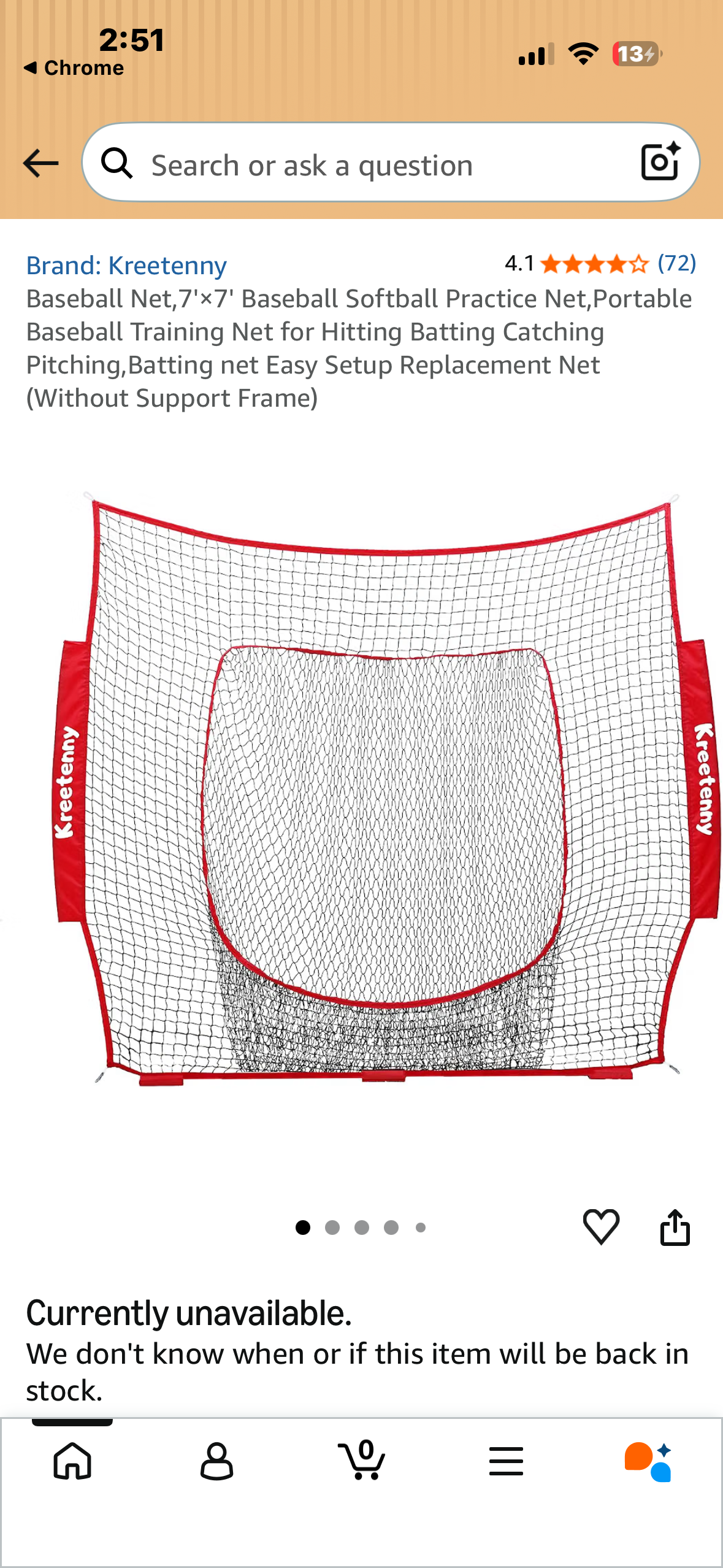 Baseball Net,7'×7' Baseball Softball Practice Net,Portable Baseball Training Net for Hitting Batting Catching Pitching,Batting net Easy Setup Replacement Net (Without Support Frame)