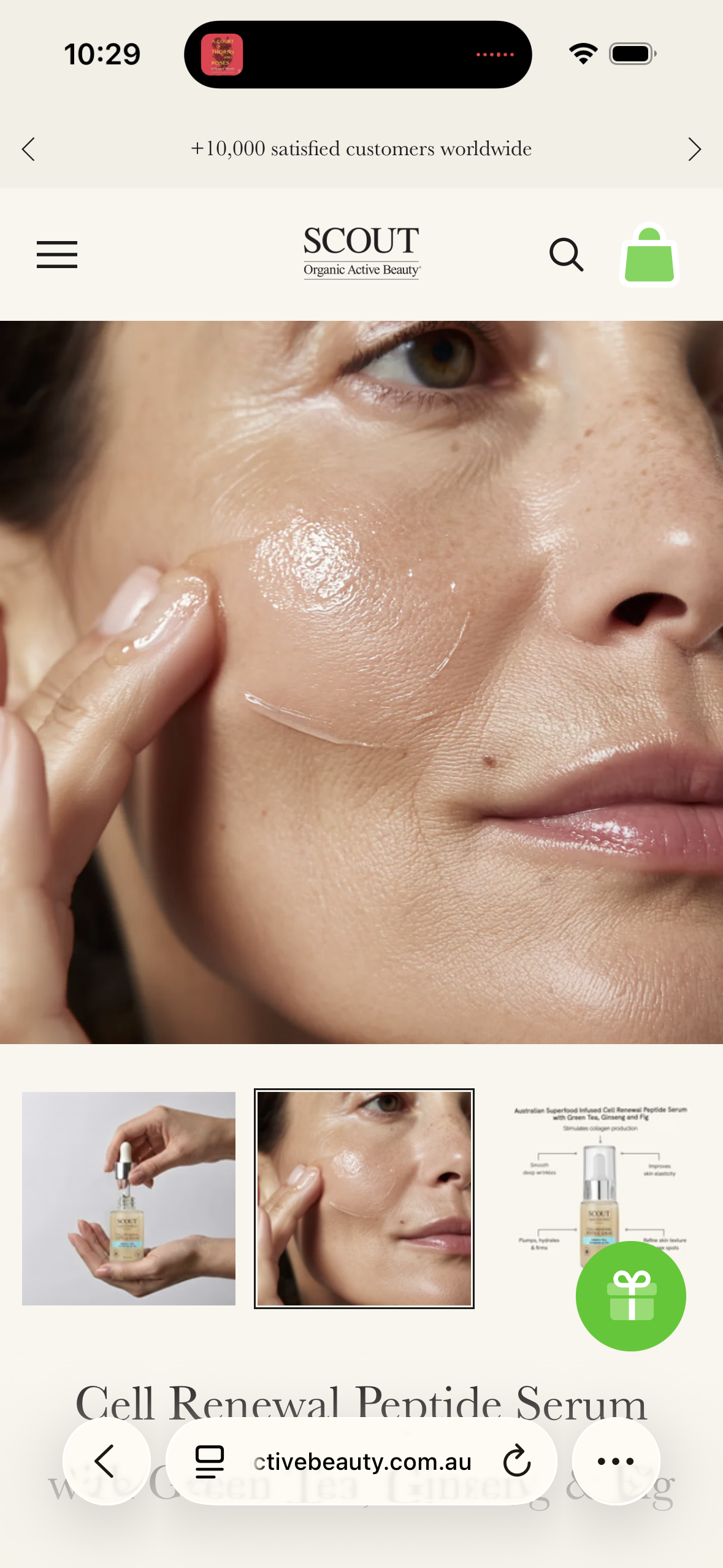 Scout Cosmetics Cell Renewal Peptide Serum with Green Tea, Ginseng & Fig