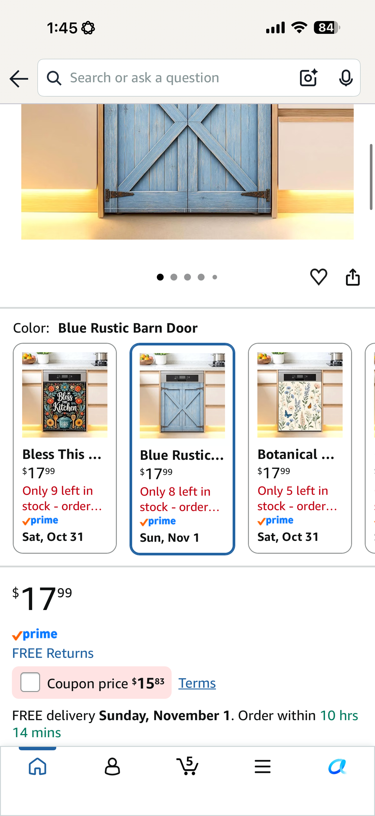 Blue Rustic Barn Door Dishwasher Decor Magnet, 23x26 Inch
