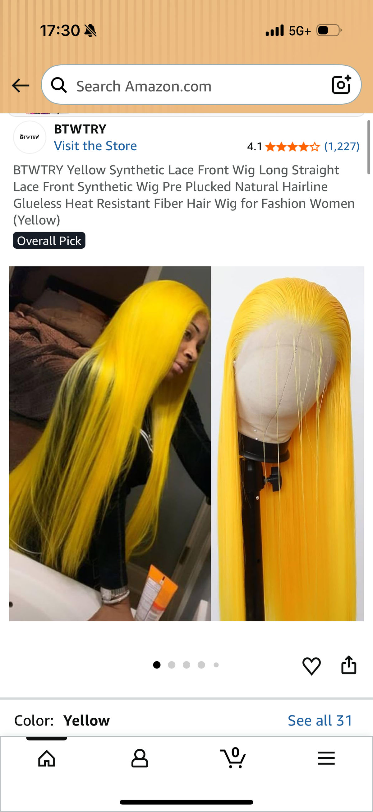 BTWTRY Yellow Synthetic Lace Front Wig Long Straight Lace Front Synthetic Wig Pre Plucked Natural Hairline Glueless Heat Resistant Fiber Hair Wig for Fashion Women (Yellow)