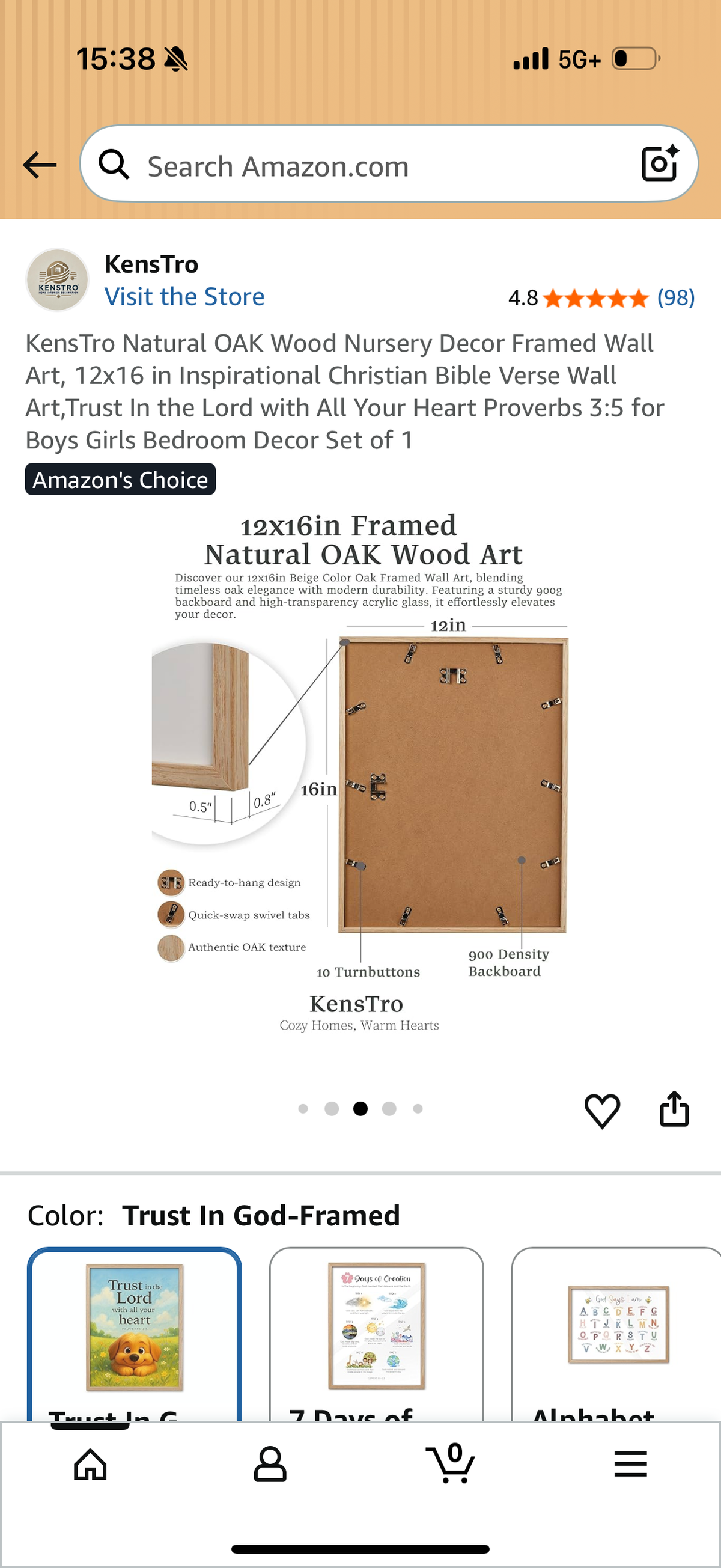 KensTro Natural OAK Wood Nursery Decor Framed Wall Art, 12x16 in Inspirational Christian Bible Verse Wall Art,Trust In the Lord with All Your Heart Proverbs 3:5 for Boys Girls Bedroom Decor Set of 1
