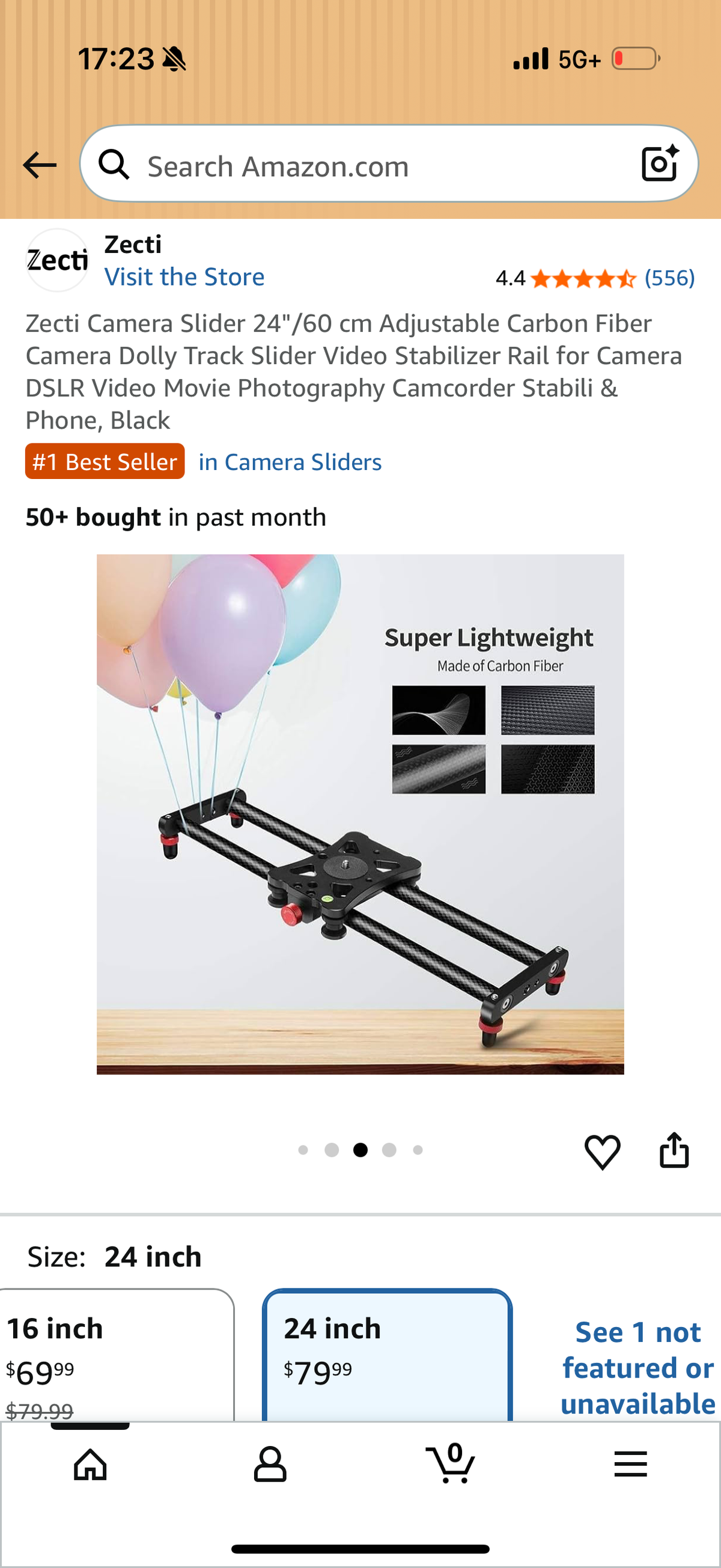 Camera Slider 24"/60 cm Adjustable Carbon Fiber Camera Dolly Track Slider Video Stabilizer Rail for Camera DSLR Video Movie Photography Camcorder Stabili & Phone, Black