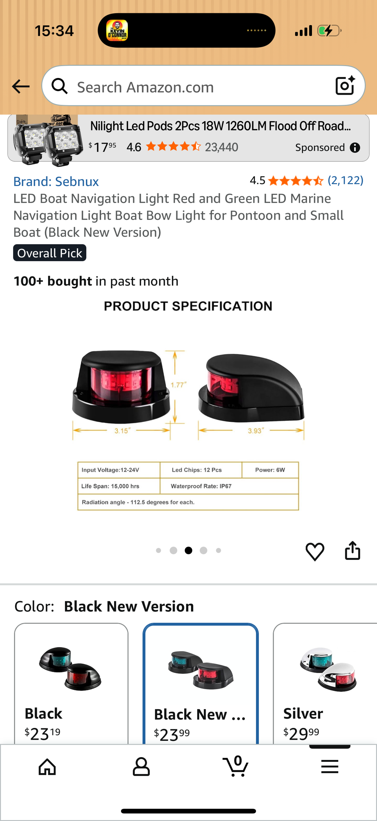 LED Boat Navigation Light Red and Green LED Marine Navigation Light Boat Bow Light for Pontoon and Small Boat (Black New Version)