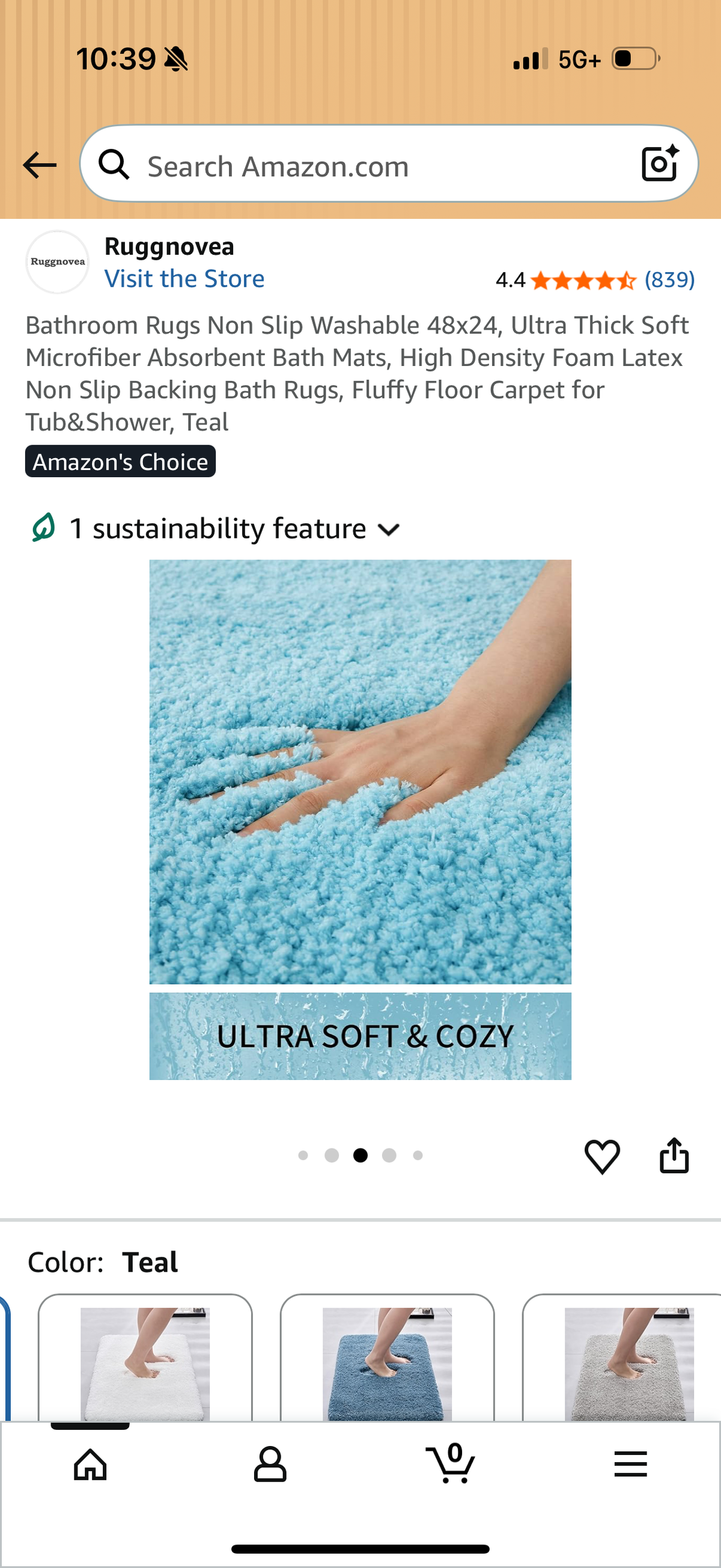Bathroom Rugs Non Slip Washable 48x24, Ultra Thick Soft Microfiber Absorbent Bath Mats, High Density Foam Latex Non Slip Backing Bath Rugs, Fluffy Floor Carpet for Tub&Shower, Teal