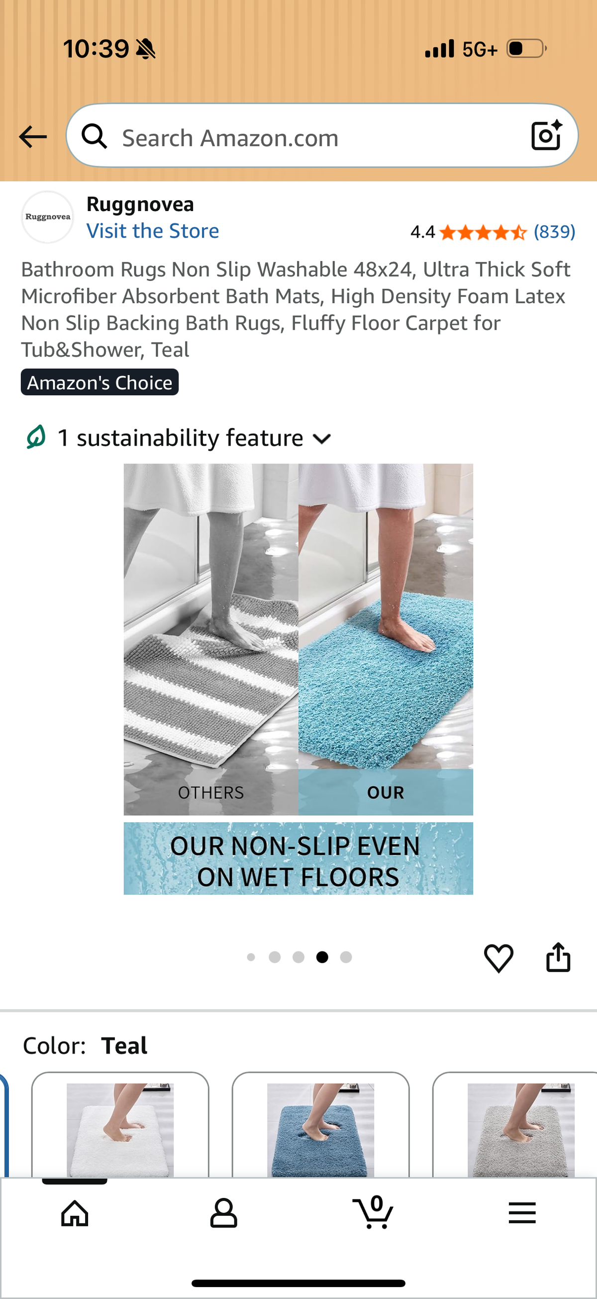 Bathroom Rugs Non Slip Washable 48x24, Ultra Thick Soft Microfiber Absorbent Bath Mats, High Density Foam Latex Non Slip Backing Bath Rugs, Fluffy Floor Carpet for Tub&Shower, Teal