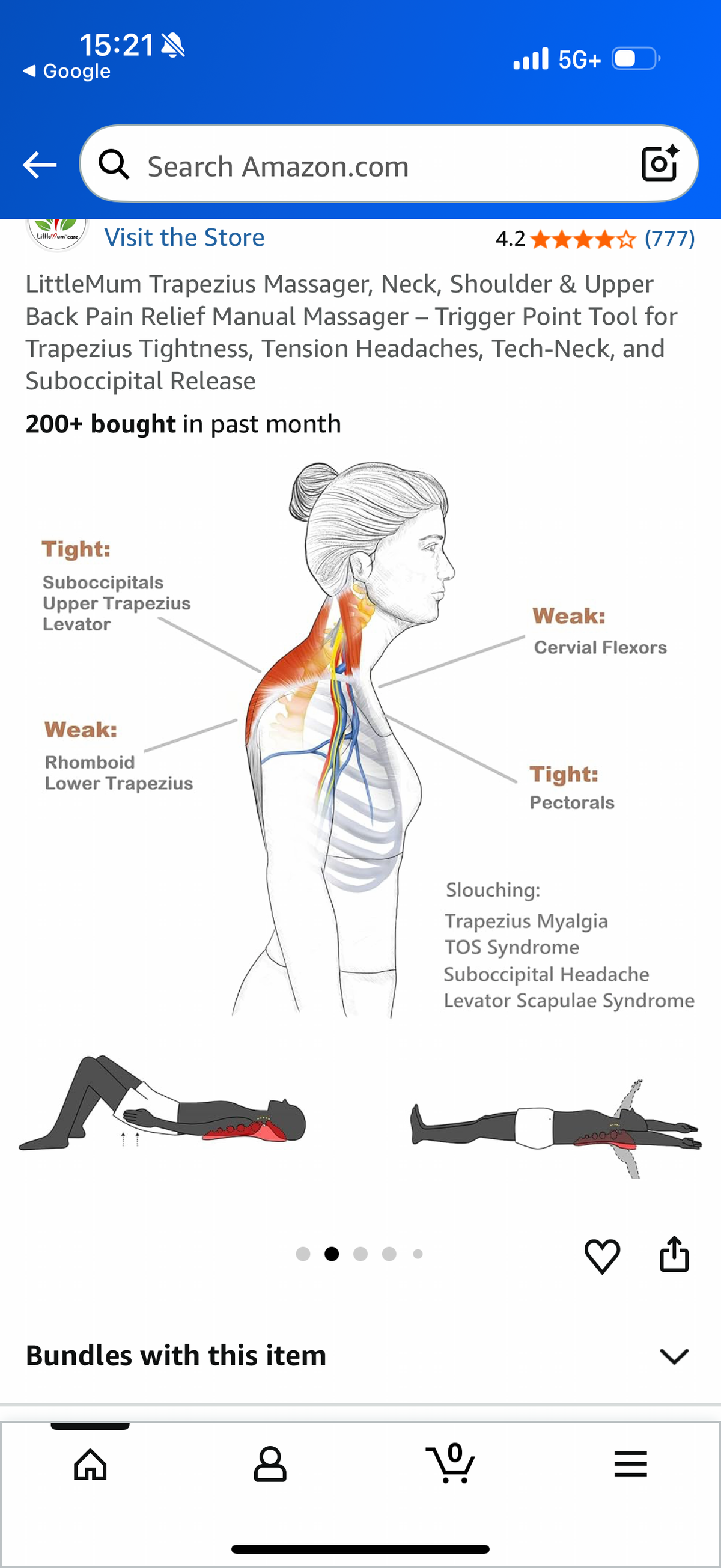 Trapezius Massager, Neck, Shoulder & Upper Back Pain Relief Manual Massager - Trigger Point Tool for Trapezius Tightness, Tension Headaches, Tech-Neck, and Suboccipital Release