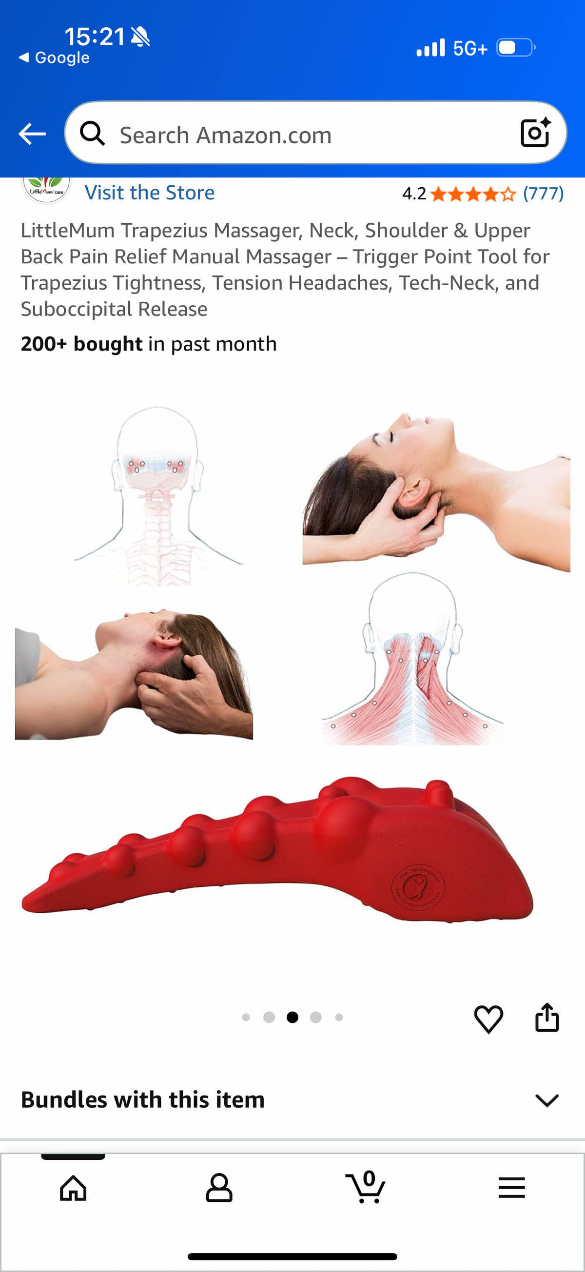 Trapezius Massager, Neck, Shoulder & Upper Back Pain Relief Manual Massager - Trigger Point Tool for Trapezius Tightness, Tension Headaches, Tech-Neck, and Suboccipital Release