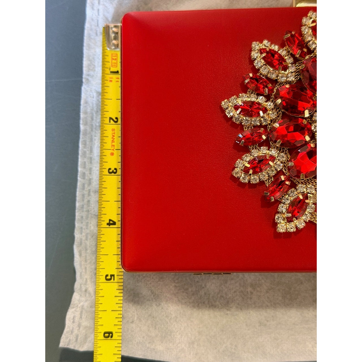 New Red Bejeweled Clutch Purse
