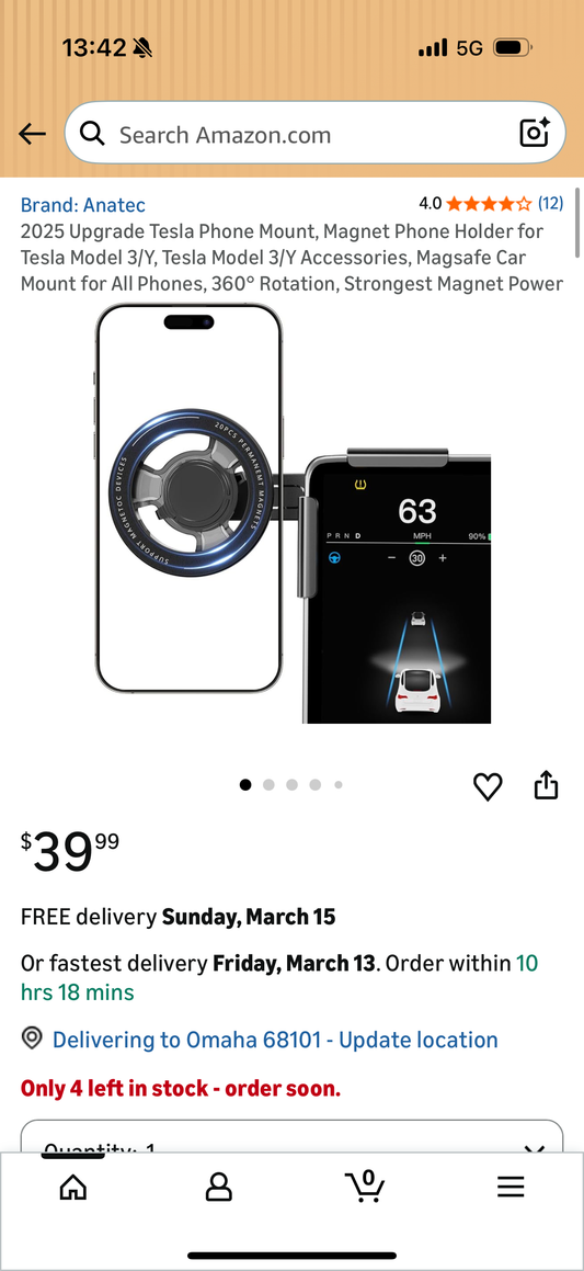 Tesla Phone Mount, Magnet Phone Holder for Tesla Model 3/Y, Tesla Model 3/Y Accessories, Magsafe Car Mount for All Phones, 360° Rotation, Strongest Magnet Power