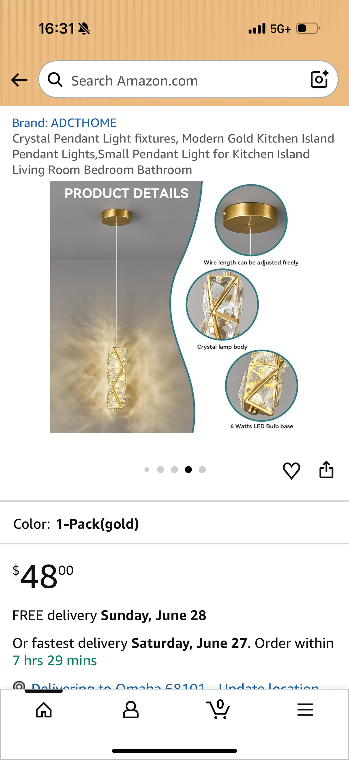 Crystal Pendant Light Fixture