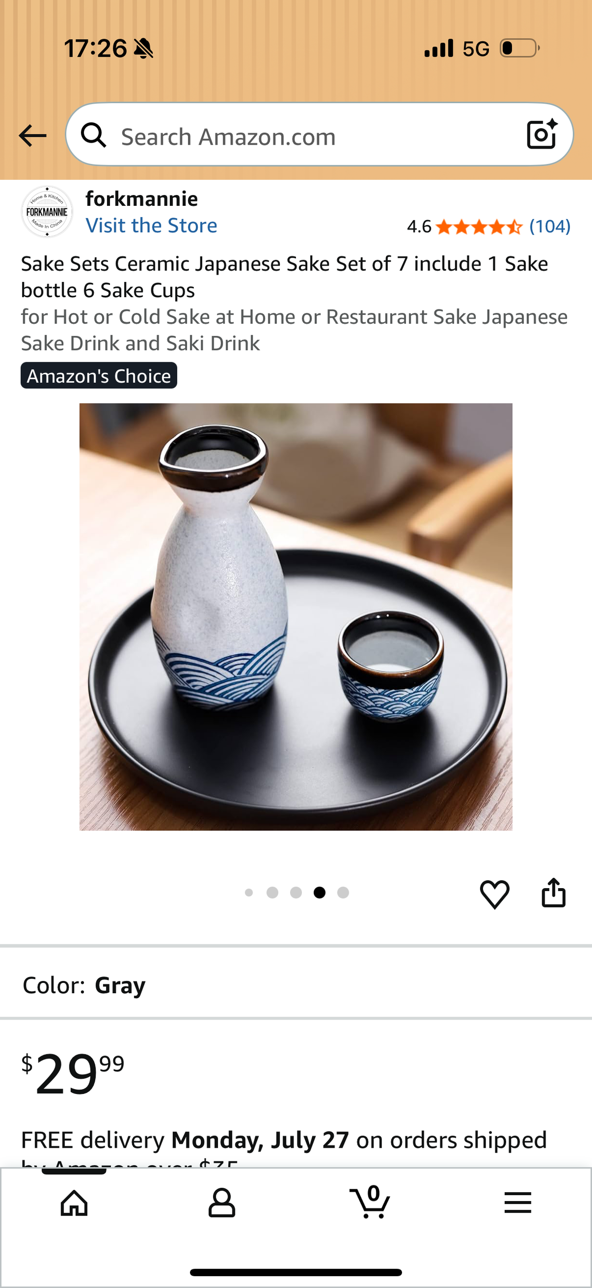 Sake Sets Ceramic Japanese Sake Set of 7 include 1 Sake bottle 6 Sake Cups for Hot or Cold Sake at Home or Restaurant Sake Japanese Sake Drink and Saki Drink