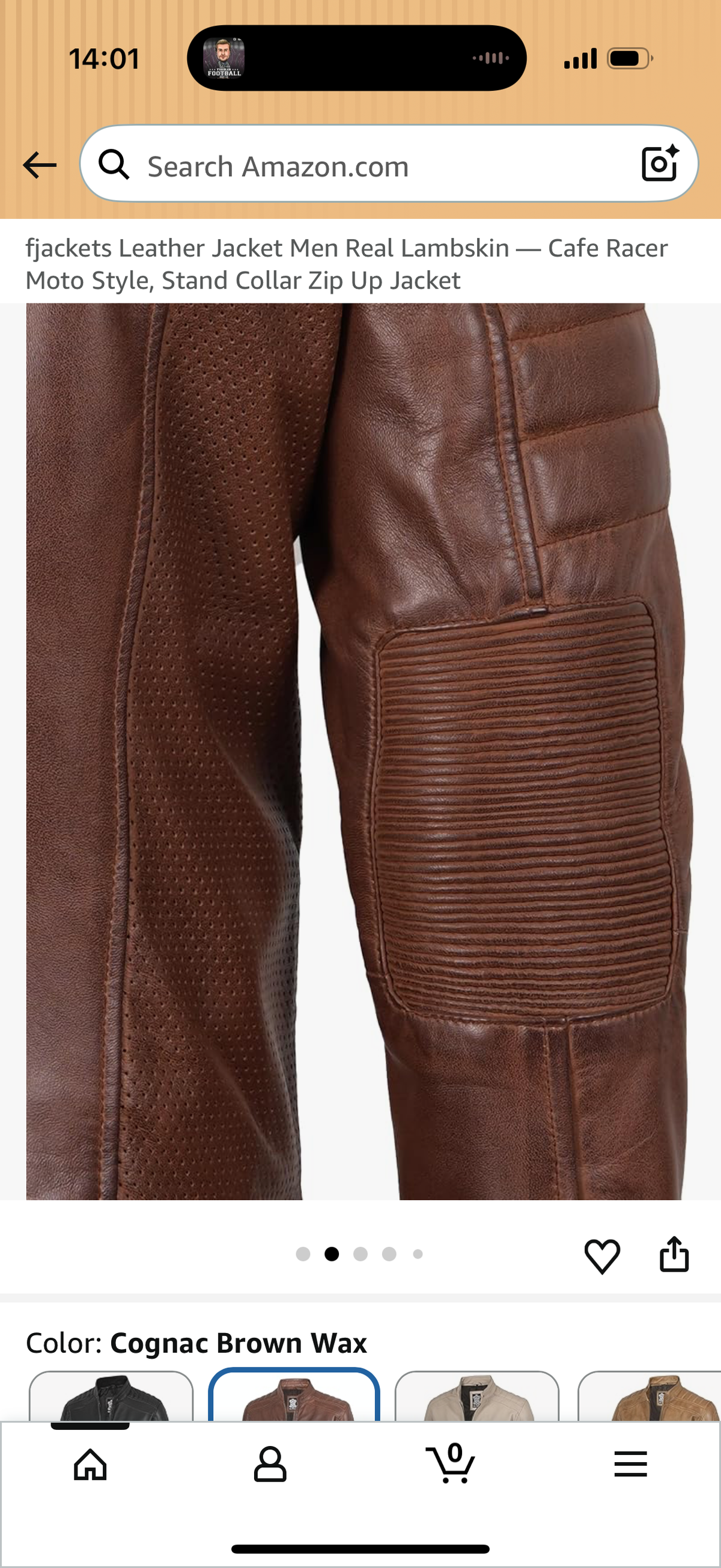 Leather Jacket Men Real Lambskin — Cafe Racer Moto Style, Stand Collar Zip Up Jacket XXXL