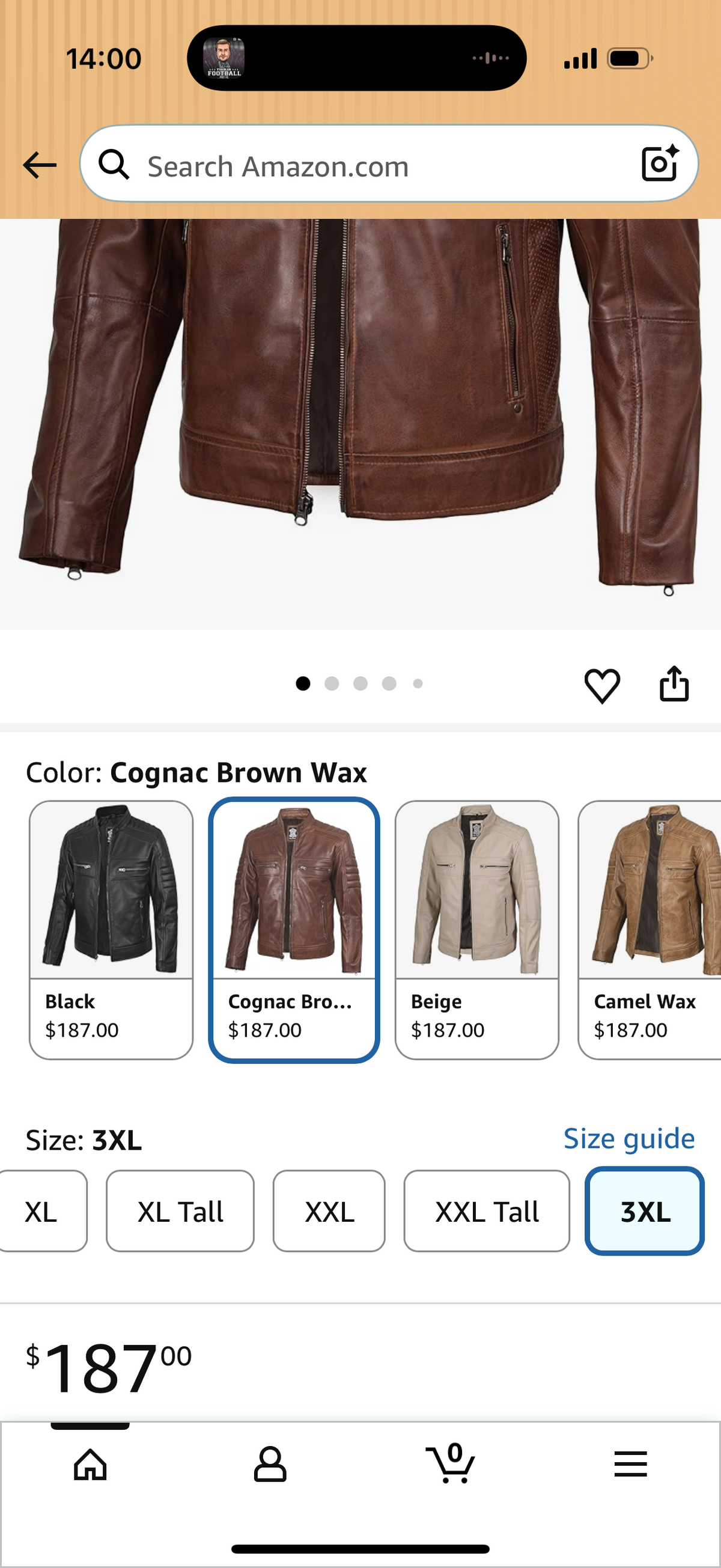 Leather Jacket Men Real Lambskin — Cafe Racer Moto Style, Stand Collar Zip Up Jacket XXXL