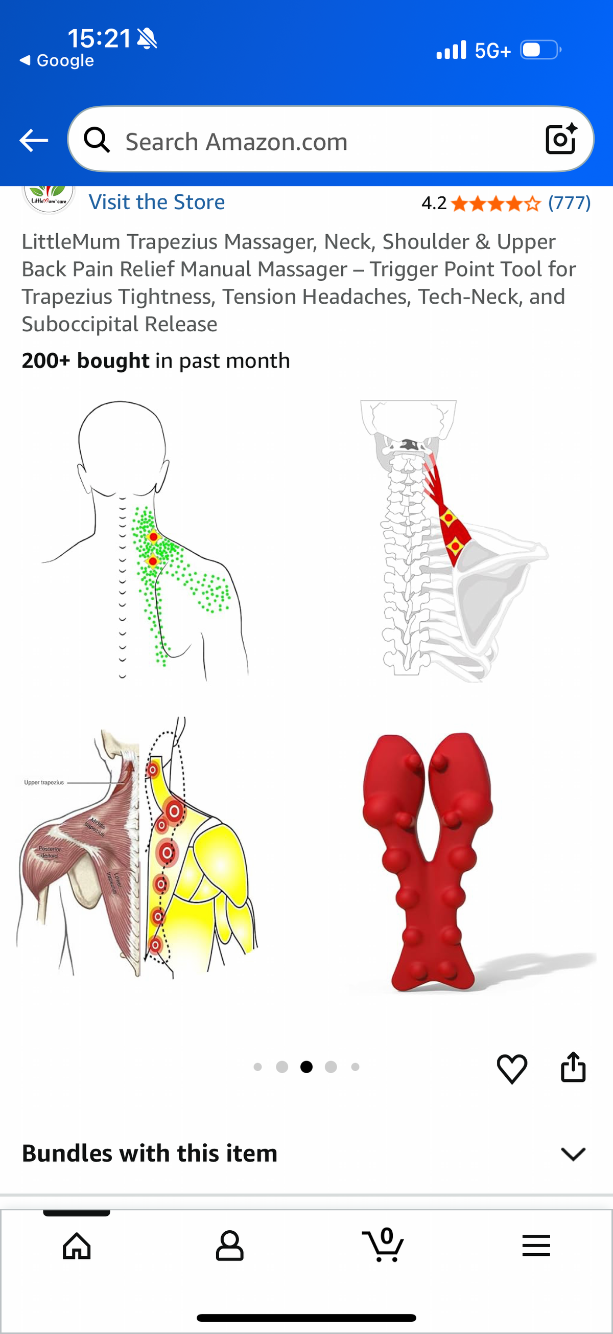 Trapezius Massager, Neck, Shoulder & Upper Back Pain Relief Manual Massager - Trigger Point Tool for Trapezius Tightness, Tension Headaches, Tech-Neck, and Suboccipital Release