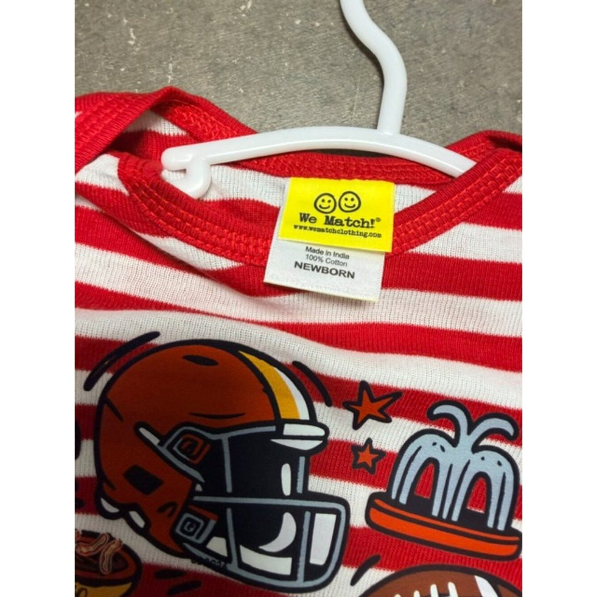 Game Day in KC - Kansas City Newborn Cotton Gown Red & White Striped