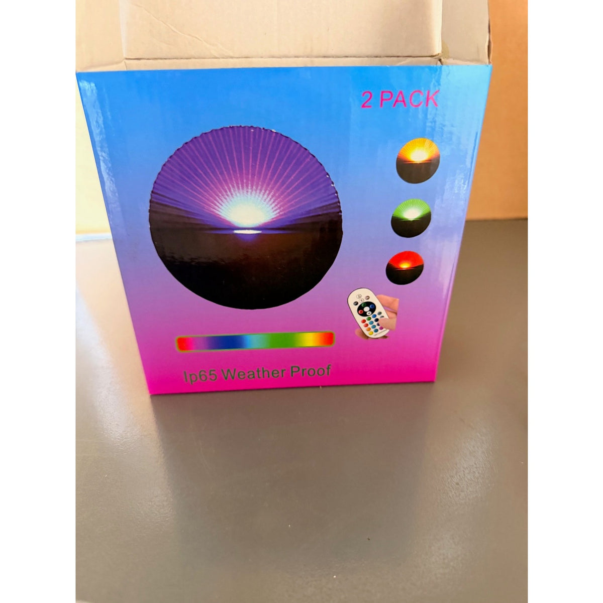 TWO Boxes (4 Total Lights) Ip65 Weatherproof RGB LED Wall-wash Lights Indoor/Outdoor 3000K