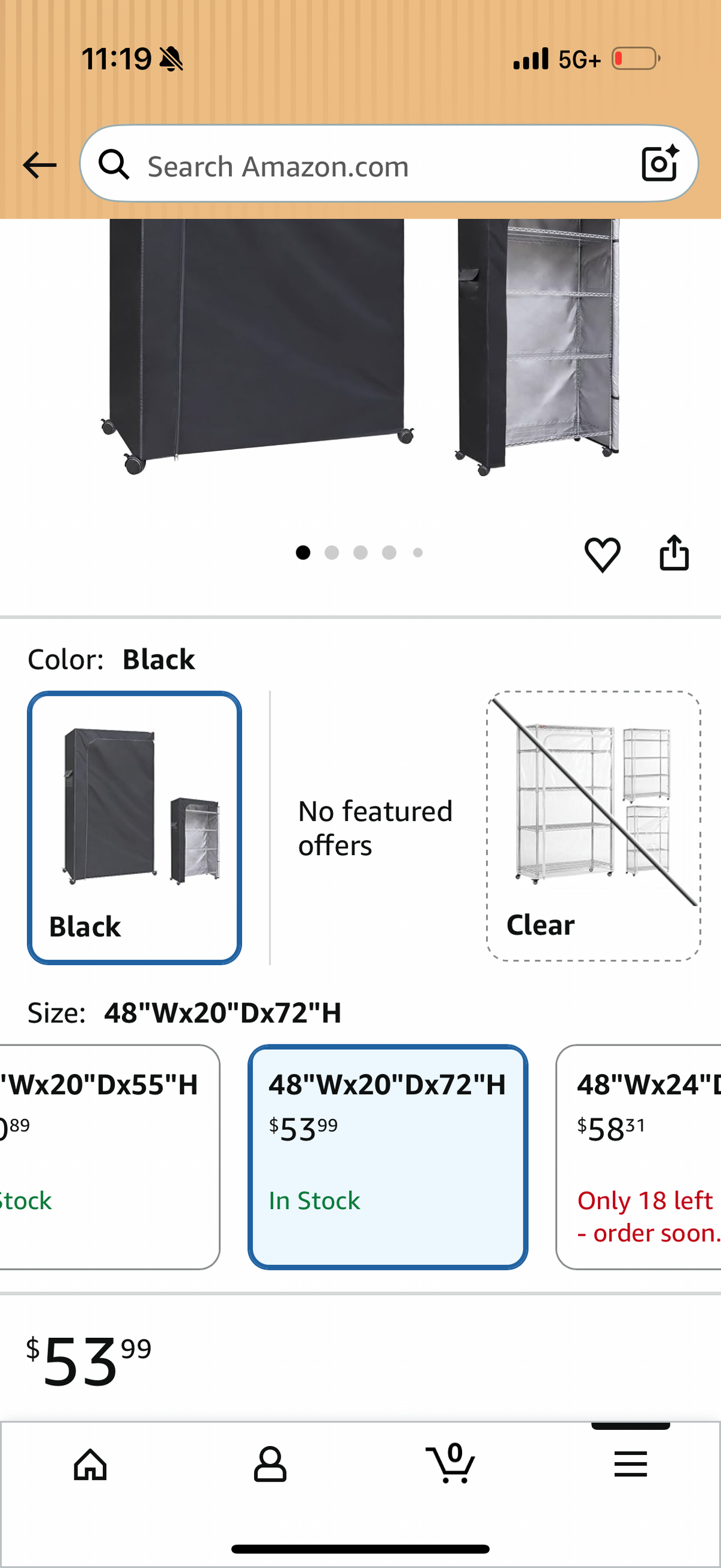 Storage Shelf Cover, Fits 48"W x 20"D x 72"H Shelving Unit Heavy Duty Rack Cover, Waterproof & Dustproof with Two-Way Zipper For Storage Rack in Garage, Basement (No Shelves,Black)