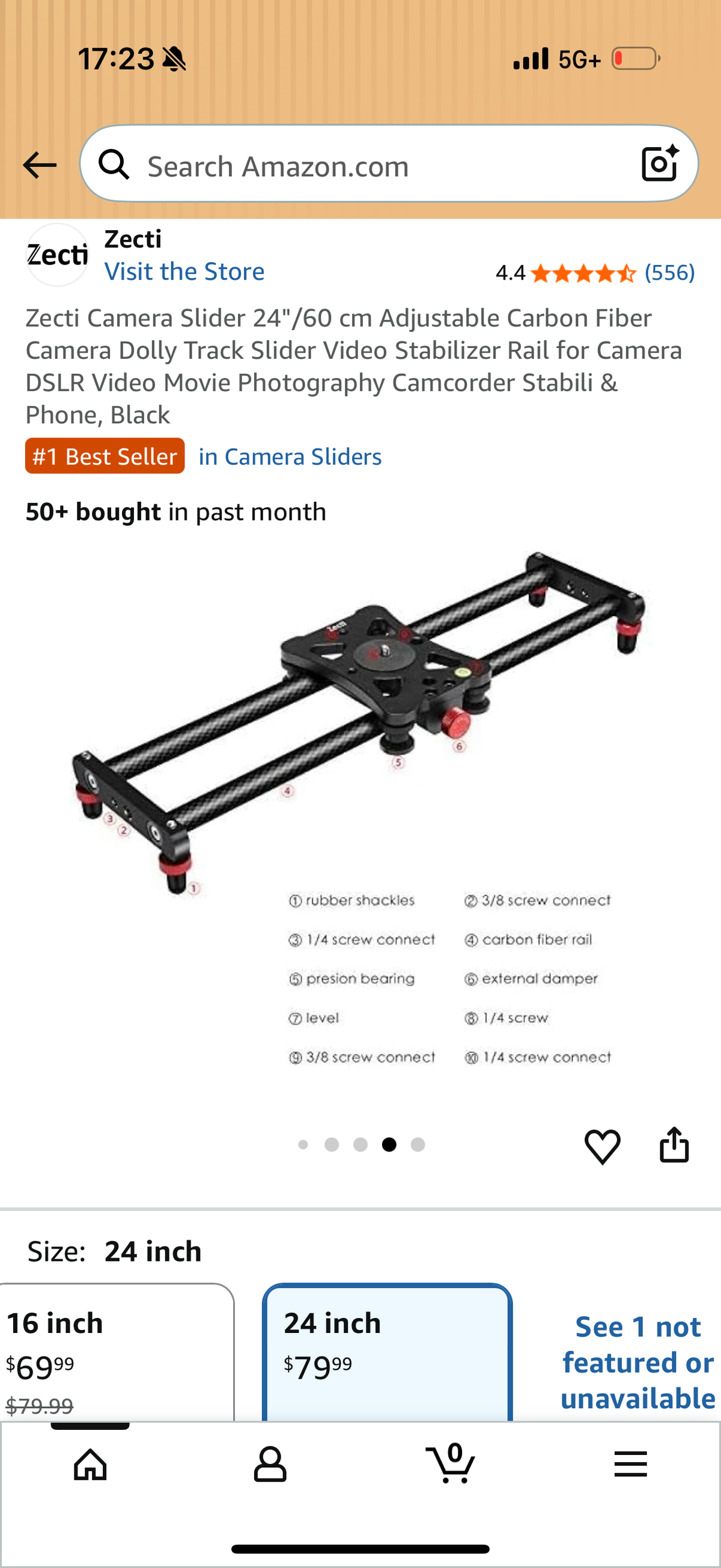 Camera Slider 24"/60 cm Adjustable Carbon Fiber Camera Dolly Track Slider Video Stabilizer Rail for Camera DSLR Video Movie Photography Camcorder Stabili & Phone, Black