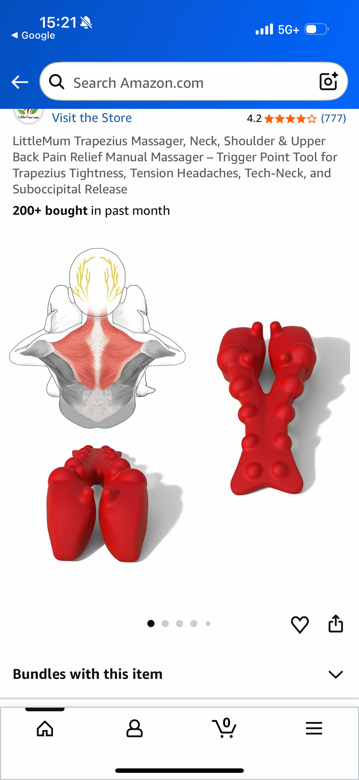 Trapezius Massager, Neck, Shoulder & Upper Back Pain Relief Manual Massager - Trigger Point Tool for Trapezius Tightness, Tension Headaches, Tech-Neck, and Suboccipital Release