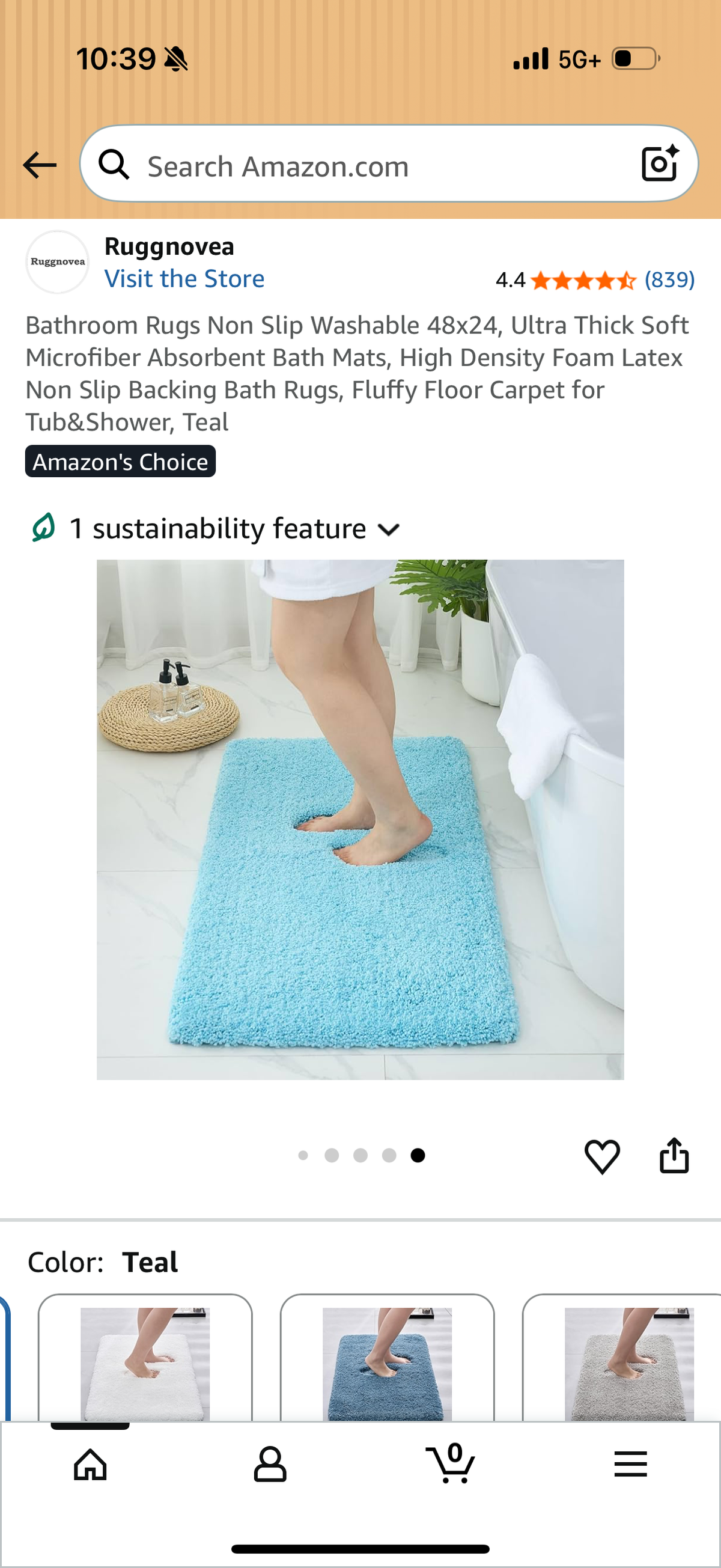 Bathroom Rugs Non Slip Washable 48x24, Ultra Thick Soft Microfiber Absorbent Bath Mats, High Density Foam Latex Non Slip Backing Bath Rugs, Fluffy Floor Carpet for Tub&Shower, Teal
