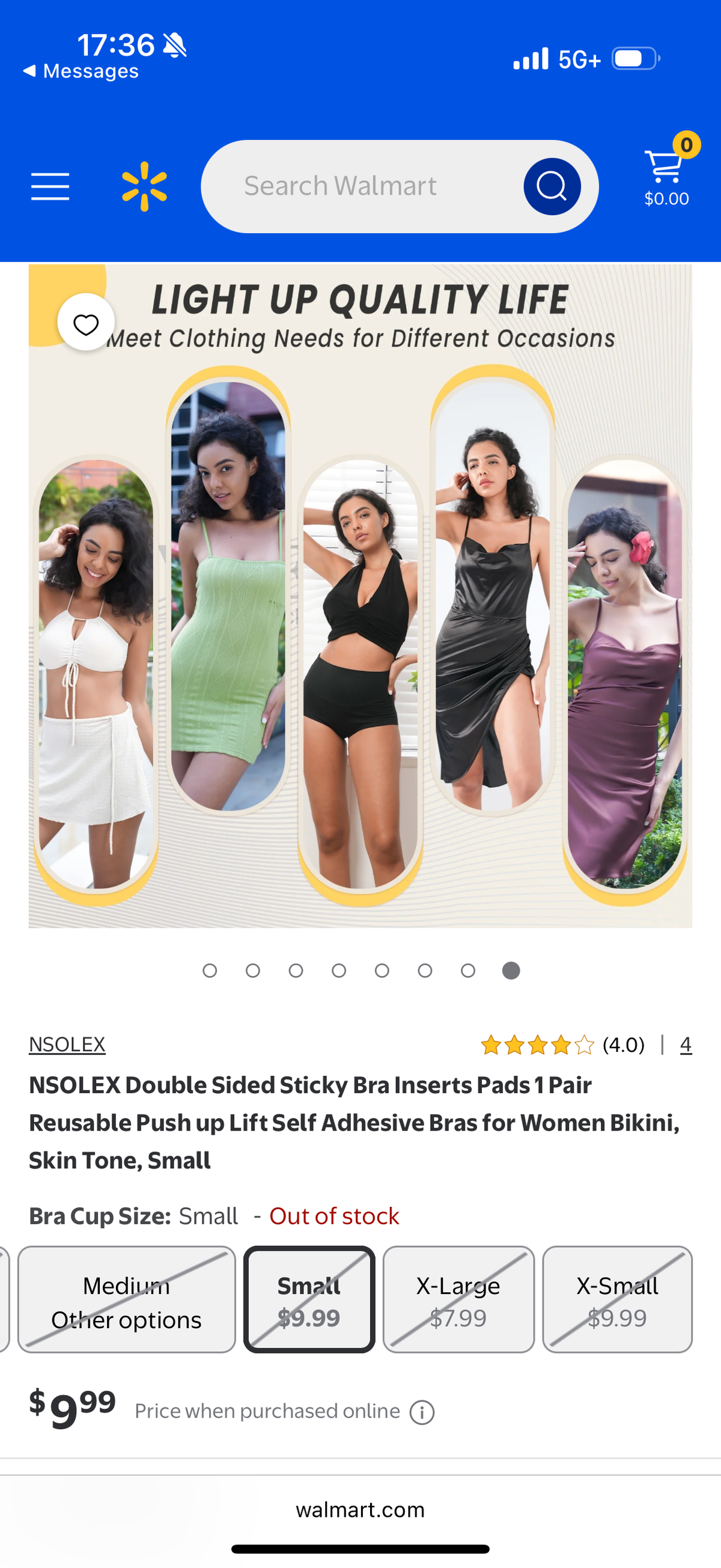 NSOLEX Double Sided Sticky Bra Inserts Pads 1 Pair Reusable Push up Lift Self Adhesive Bras for Women Bikini, Skin Tone, Small