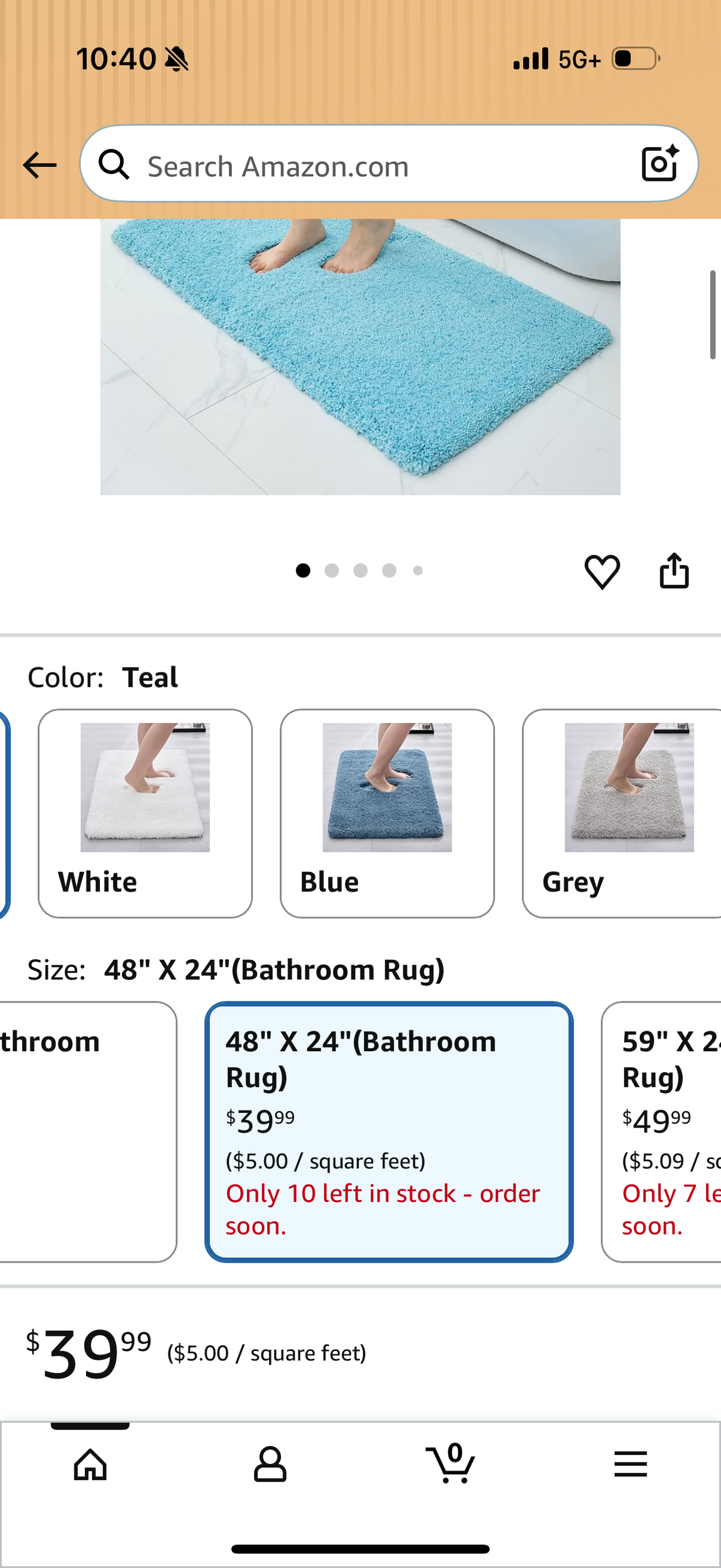 Bathroom Rugs Non Slip Washable 48x24, Ultra Thick Soft Microfiber Absorbent Bath Mats, High Density Foam Latex Non Slip Backing Bath Rugs, Fluffy Floor Carpet for Tub&Shower, Teal