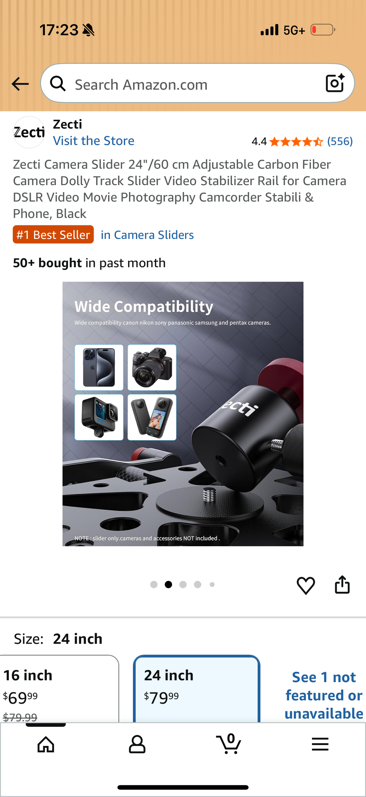 Camera Slider 24"/60 cm Adjustable Carbon Fiber Camera Dolly Track Slider Video Stabilizer Rail for Camera DSLR Video Movie Photography Camcorder Stabili & Phone, Black
