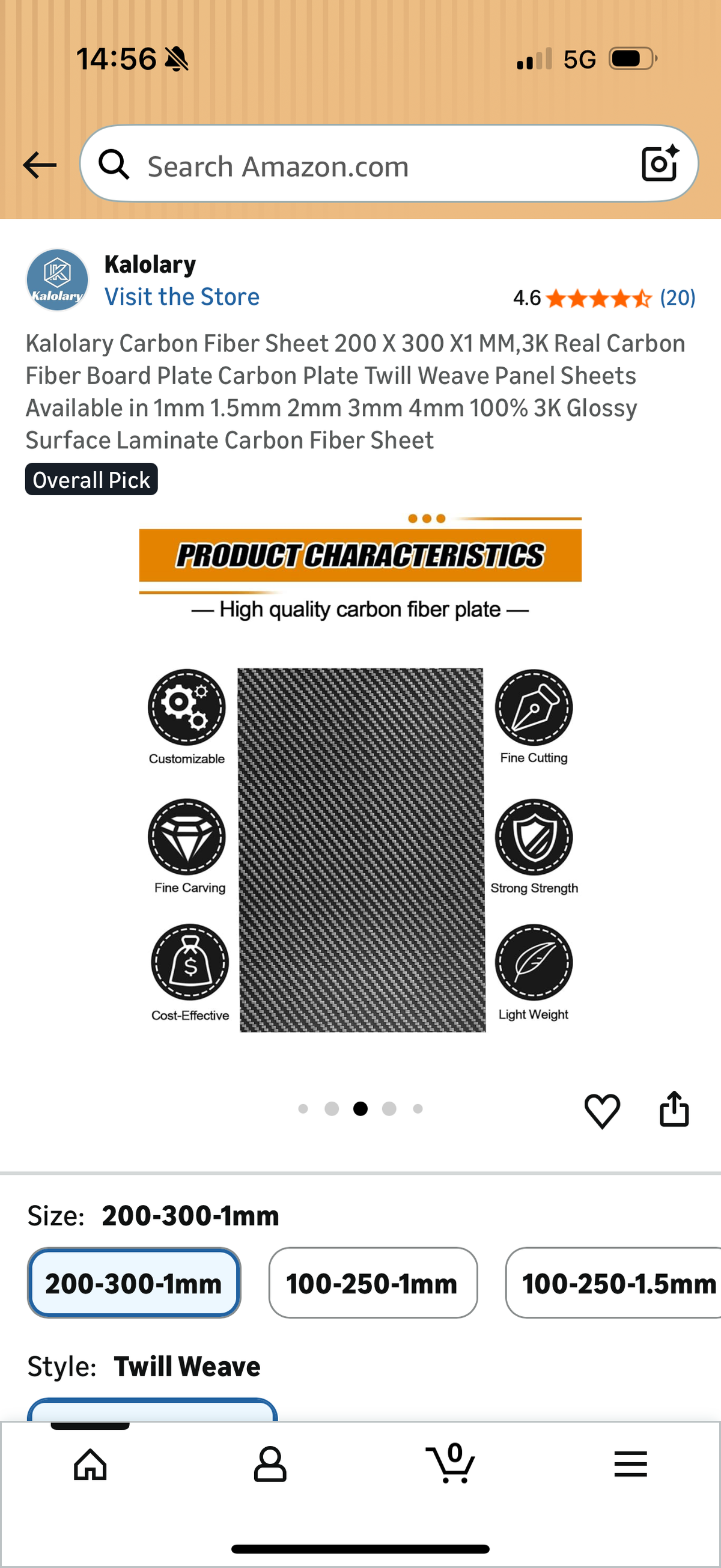 Carbon Fiber Sheet 200 X 300 X1 MM,3K Real Carbon Fiber Board Plate Carbon Plate Twill Weave Panel Sheet 1mm 100% 3K Glossy Surface Laminate Carbon Fiber Sheet
