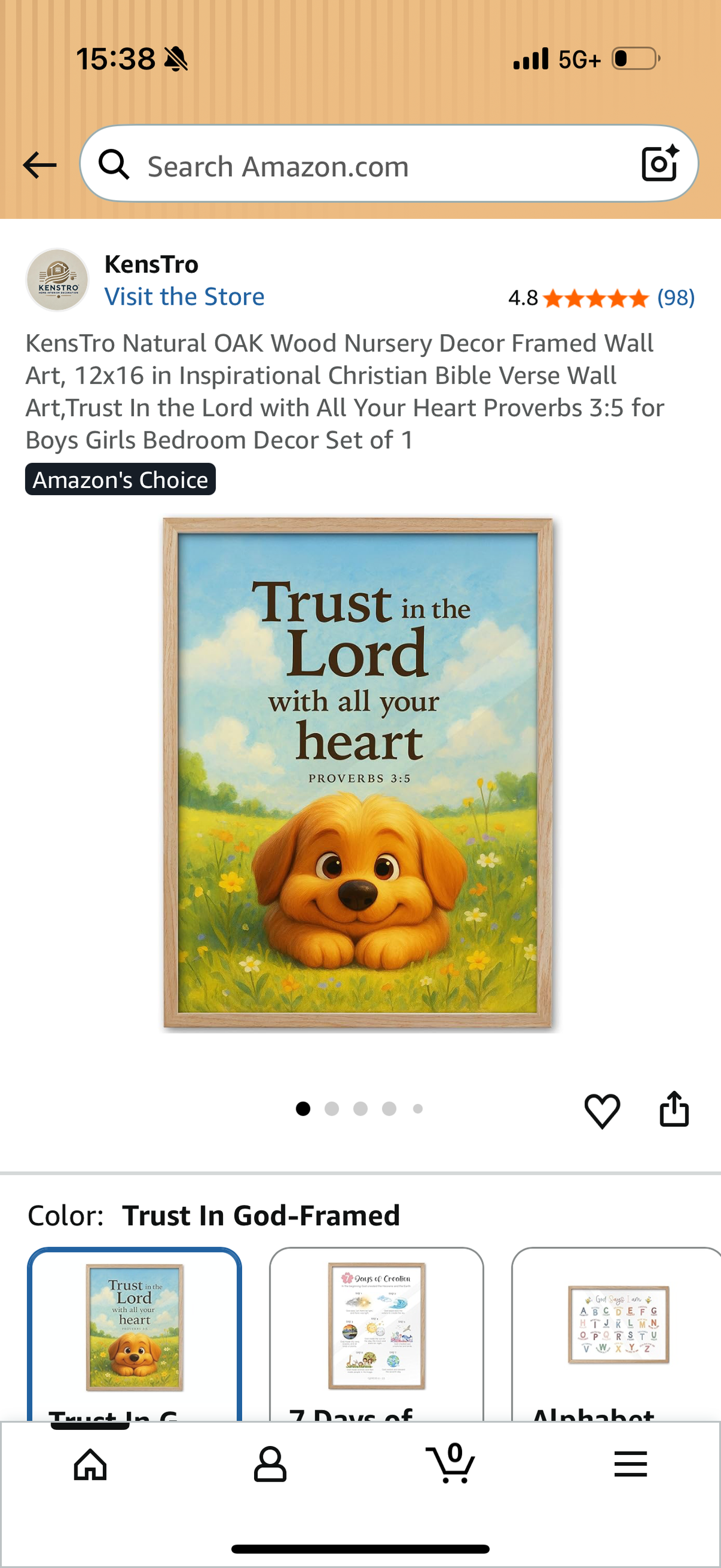 KensTro Natural OAK Wood Nursery Decor Framed Wall Art, 12x16 in Inspirational Christian Bible Verse Wall Art,Trust In the Lord with All Your Heart Proverbs 3:5 for Boys Girls Bedroom Decor Set of 1