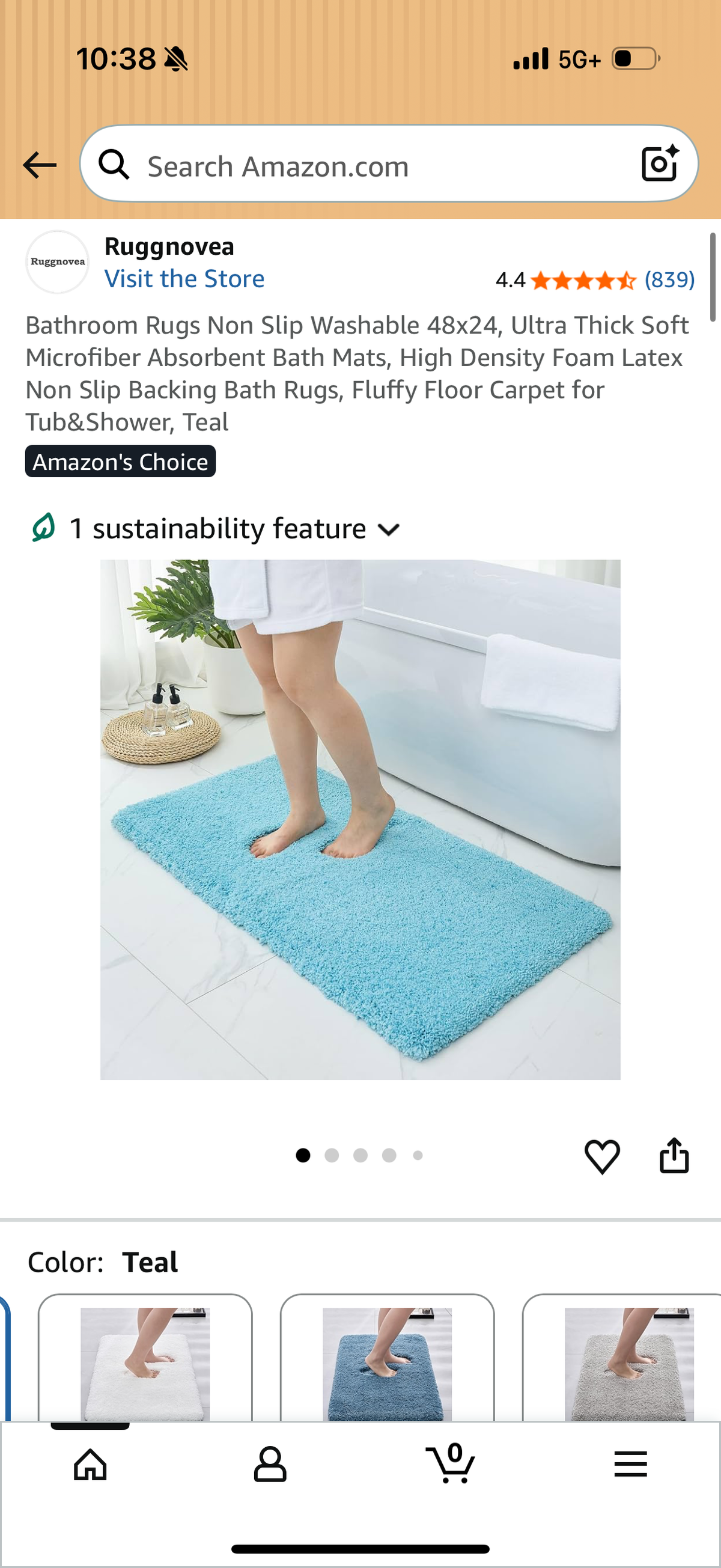 Bathroom Rugs Non Slip Washable 48x24, Ultra Thick Soft Microfiber Absorbent Bath Mats, High Density Foam Latex Non Slip Backing Bath Rugs, Fluffy Floor Carpet for Tub&Shower, Teal