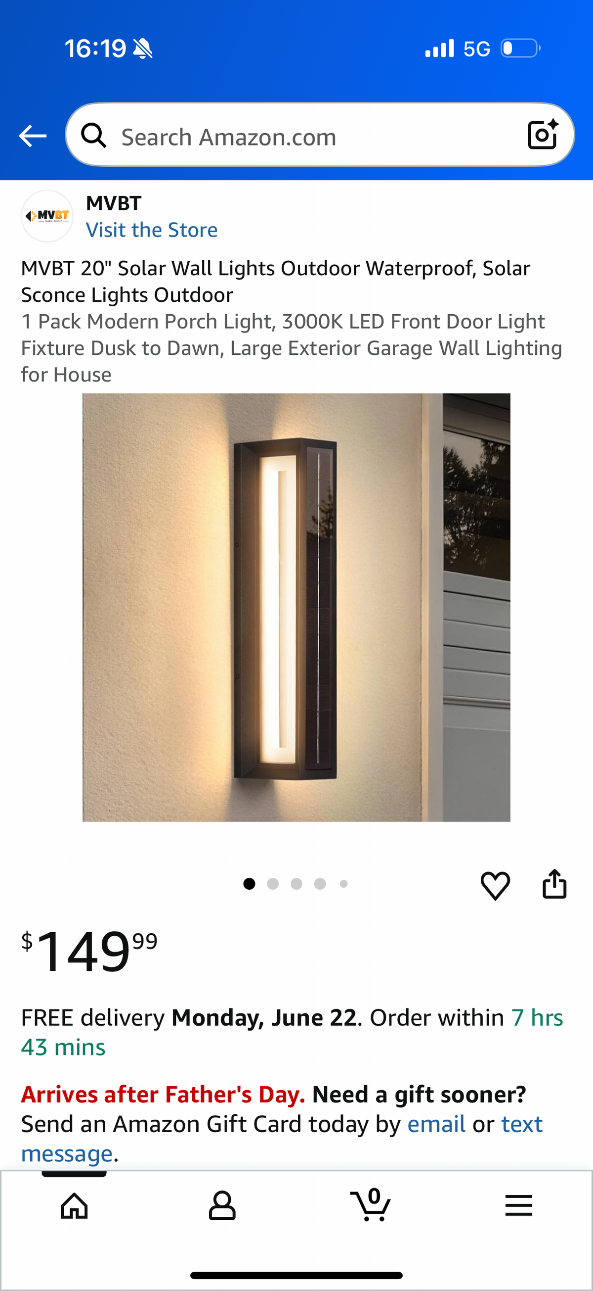 MVBT 20" Solar Wall Lights Outdoor Waterproof, Solar Sconce Lights Outdoor