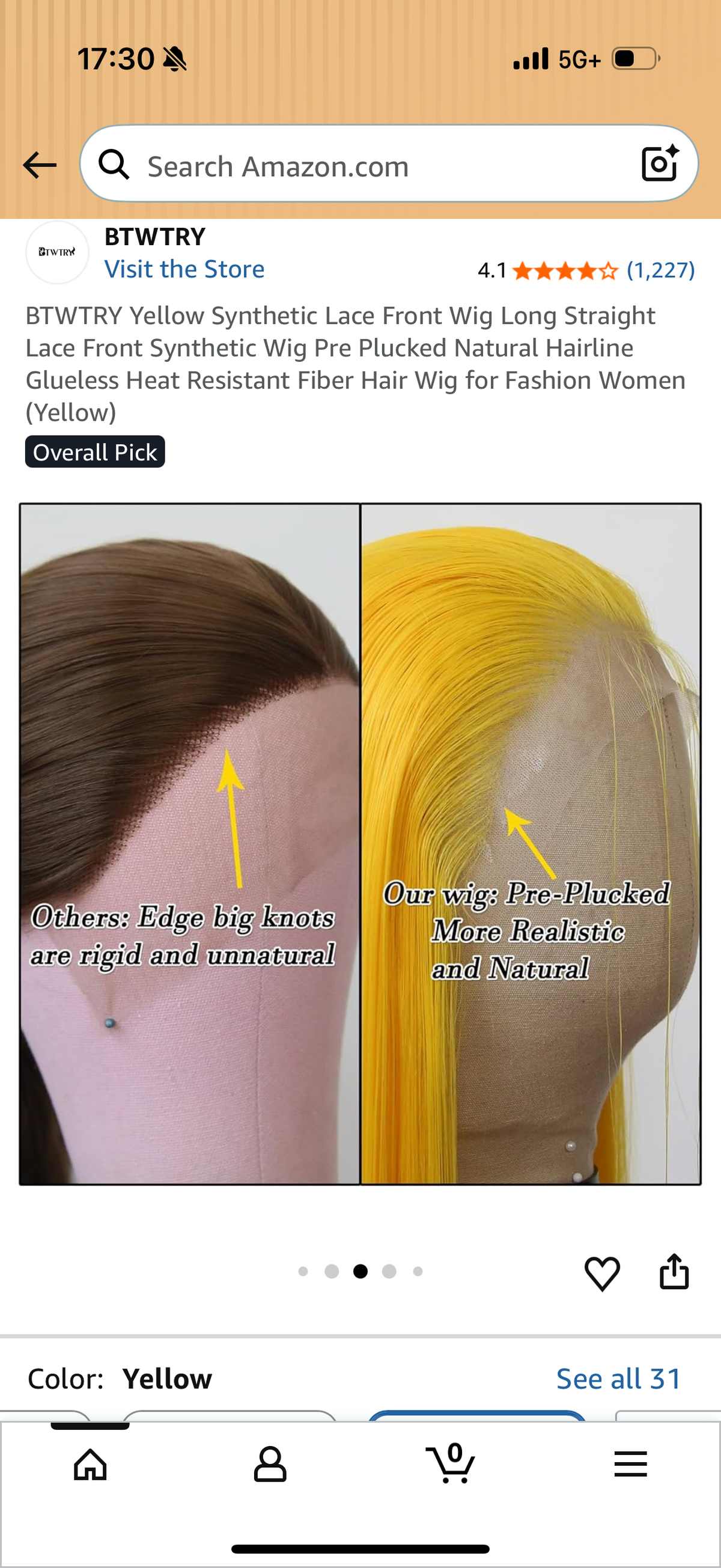 BTWTRY Yellow Synthetic Lace Front Wig Long Straight Lace Front Synthetic Wig Pre Plucked Natural Hairline Glueless Heat Resistant Fiber Hair Wig for Fashion Women (Yellow)