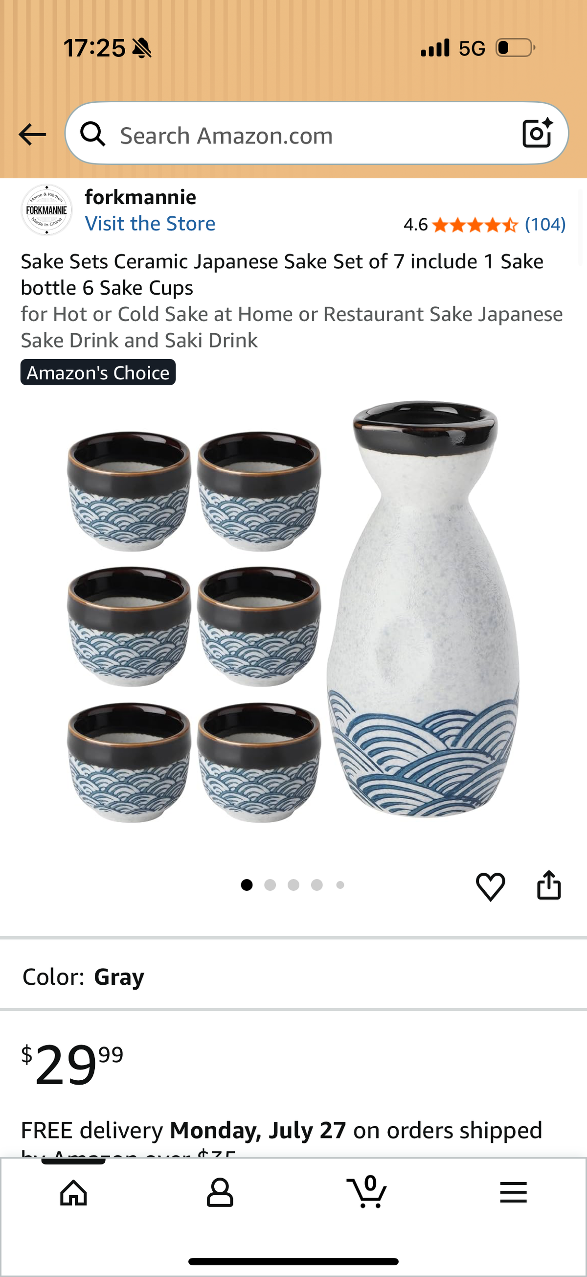 Sake Sets Ceramic Japanese Sake Set of 7 include 1 Sake bottle 6 Sake Cups for Hot or Cold Sake at Home or Restaurant Sake Japanese Sake Drink and Saki Drink