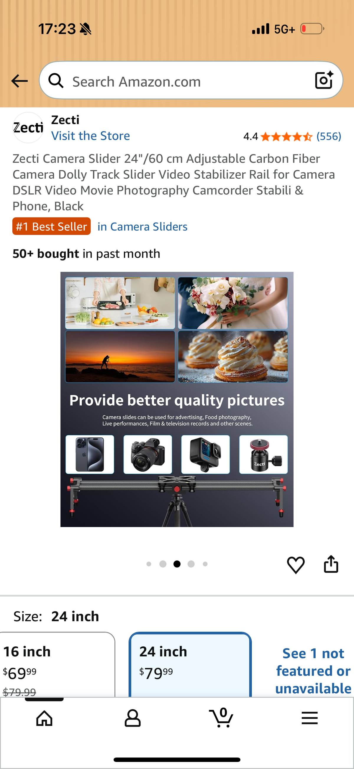 Camera Slider 24"/60 cm Adjustable Carbon Fiber Camera Dolly Track Slider Video Stabilizer Rail for Camera DSLR Video Movie Photography Camcorder Stabili & Phone, Black