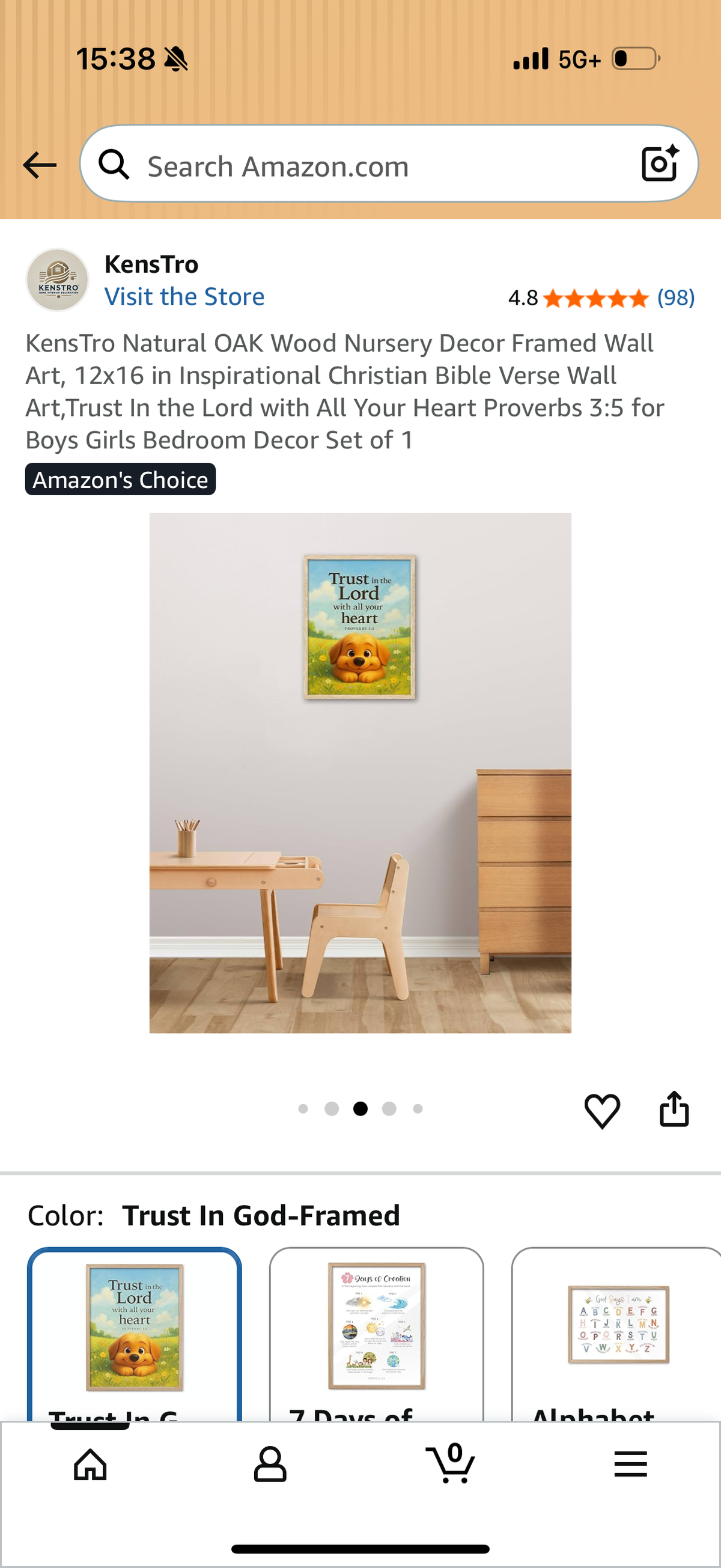 KensTro Natural OAK Wood Nursery Decor Framed Wall Art, 12x16 in Inspirational Christian Bible Verse Wall Art,Trust In the Lord with All Your Heart Proverbs 3:5 for Boys Girls Bedroom Decor Set of 1