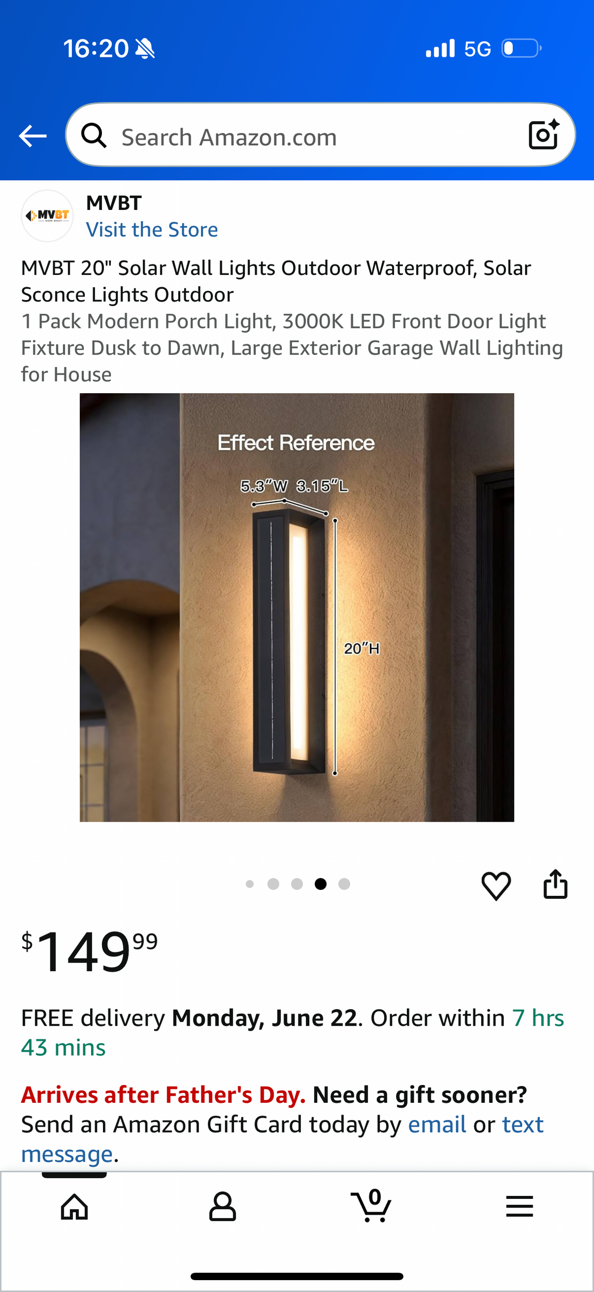 MVBT 20" Solar Wall Lights Outdoor Waterproof, Solar Sconce Lights Outdoor