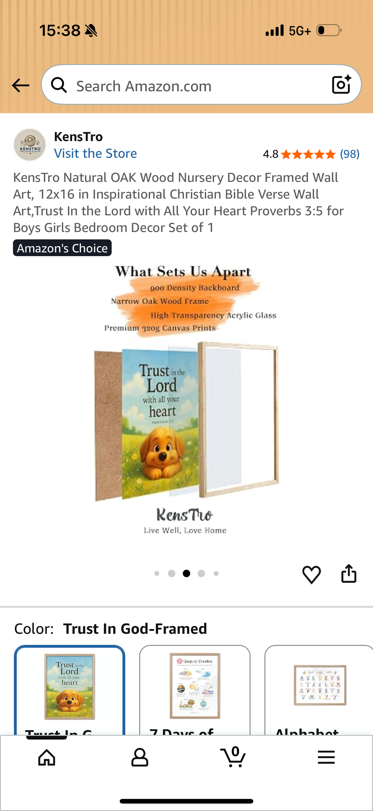KensTro Natural OAK Wood Nursery Decor Framed Wall Art, 12x16 in Inspirational Christian Bible Verse Wall Art,Trust In the Lord with All Your Heart Proverbs 3:5 for Boys Girls Bedroom Decor Set of 1