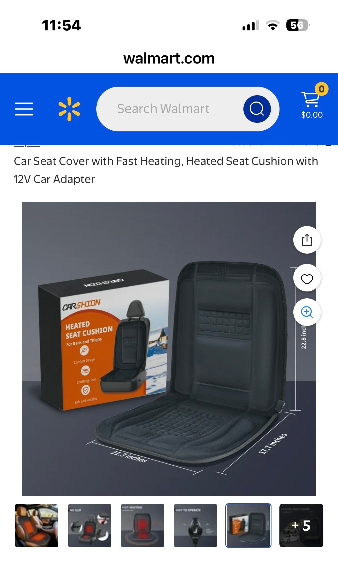 CARSHION
Heated Seat Cover, 22" Wide with Fast Heat, Heated Seat Cushion for Back and Thighs