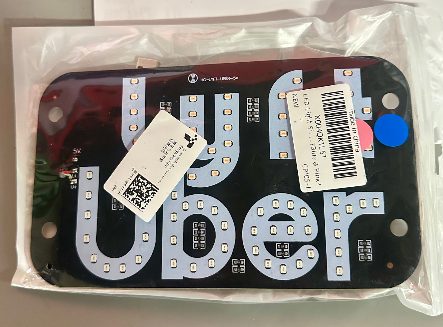 Adjusted Led Light Sign for Car, Taxi Sign Light Windshield, Glow LED Sign with Suction Cups, Flashing Hook on Car Window LED Bright Lights USB Plug (Blue/Pink)