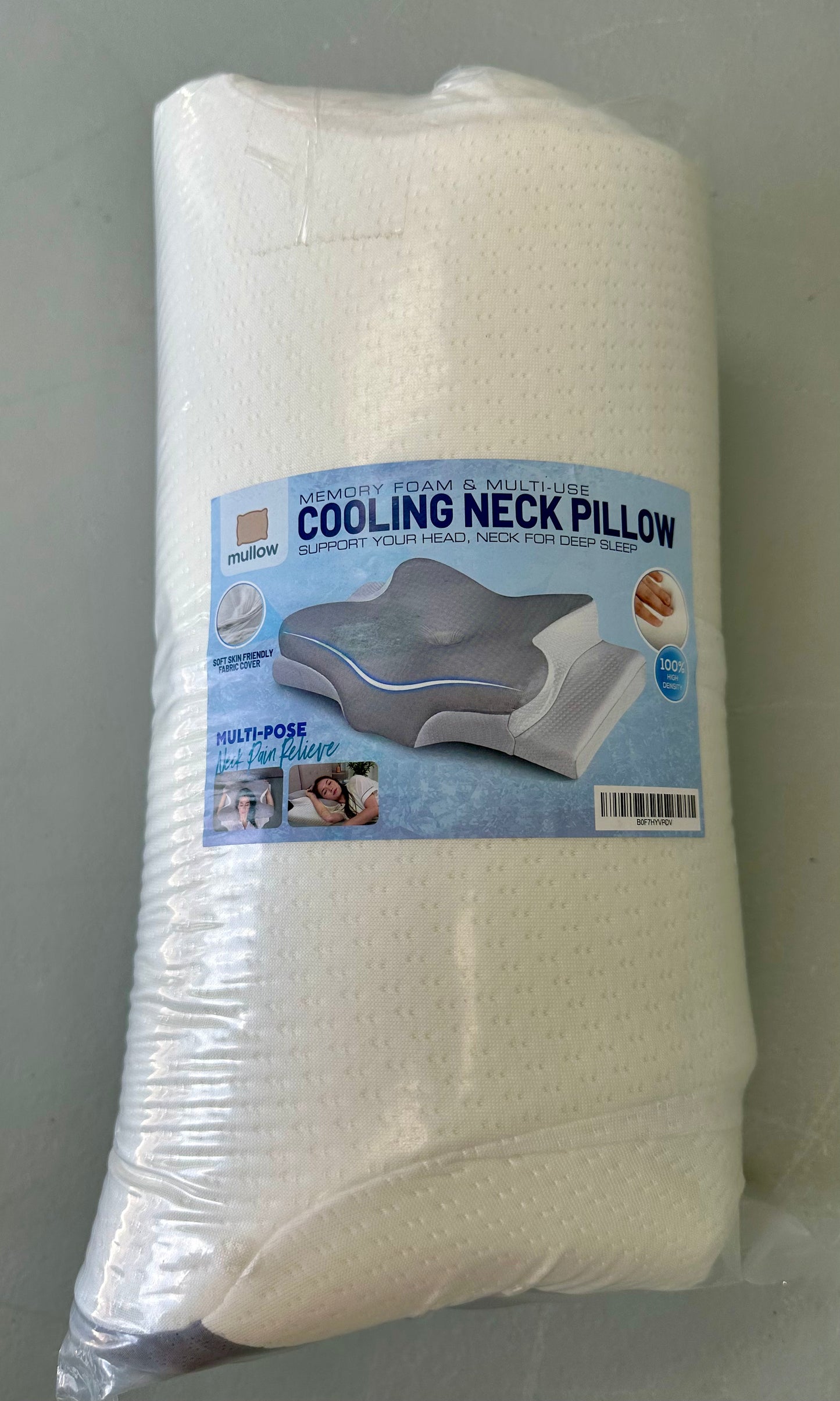 Mullow® Cervical Pillow, Memory Foam Neck & Shoulder Support, Ergonomic Contour for Side, Back, Stomach Sleepers