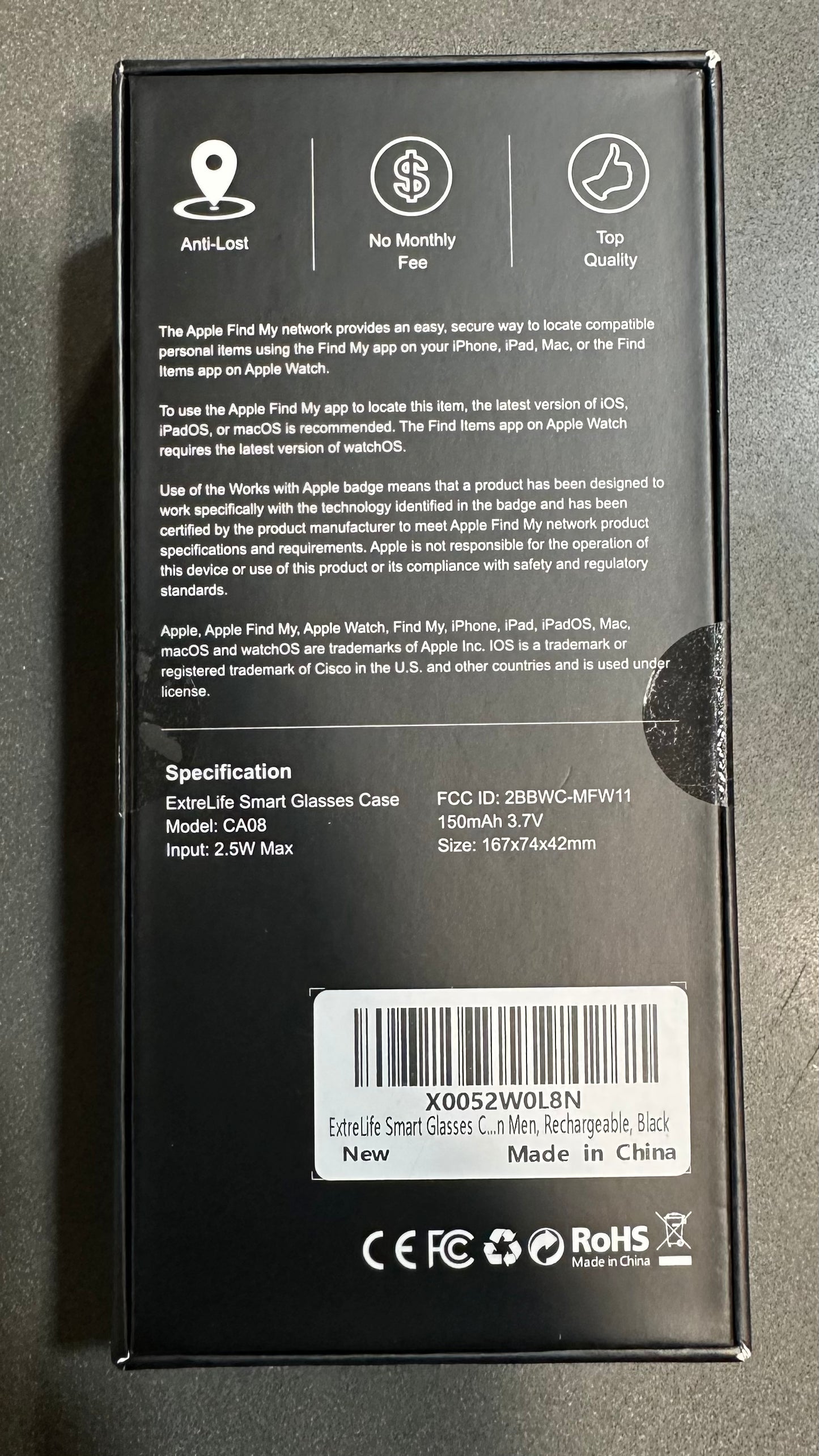 Smart Case for Glasses - Works With Find My