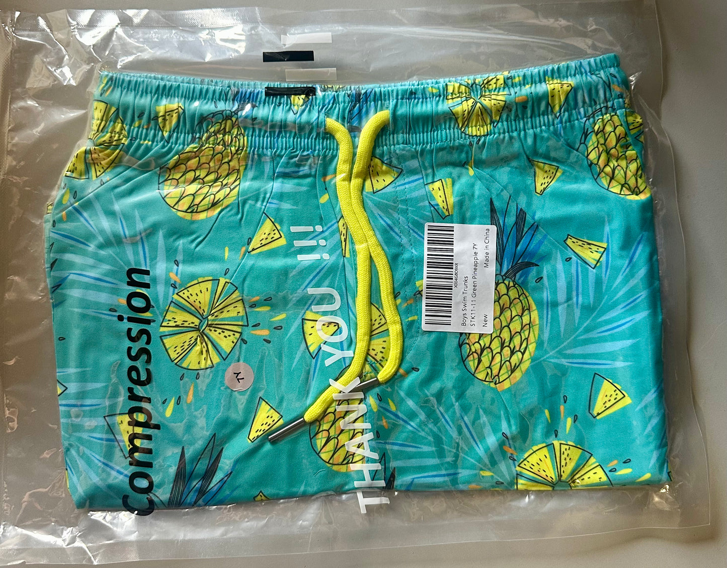 Boys Swim Trunks with Compression Liner Toddler Bathing Suit. (Size 7Y)