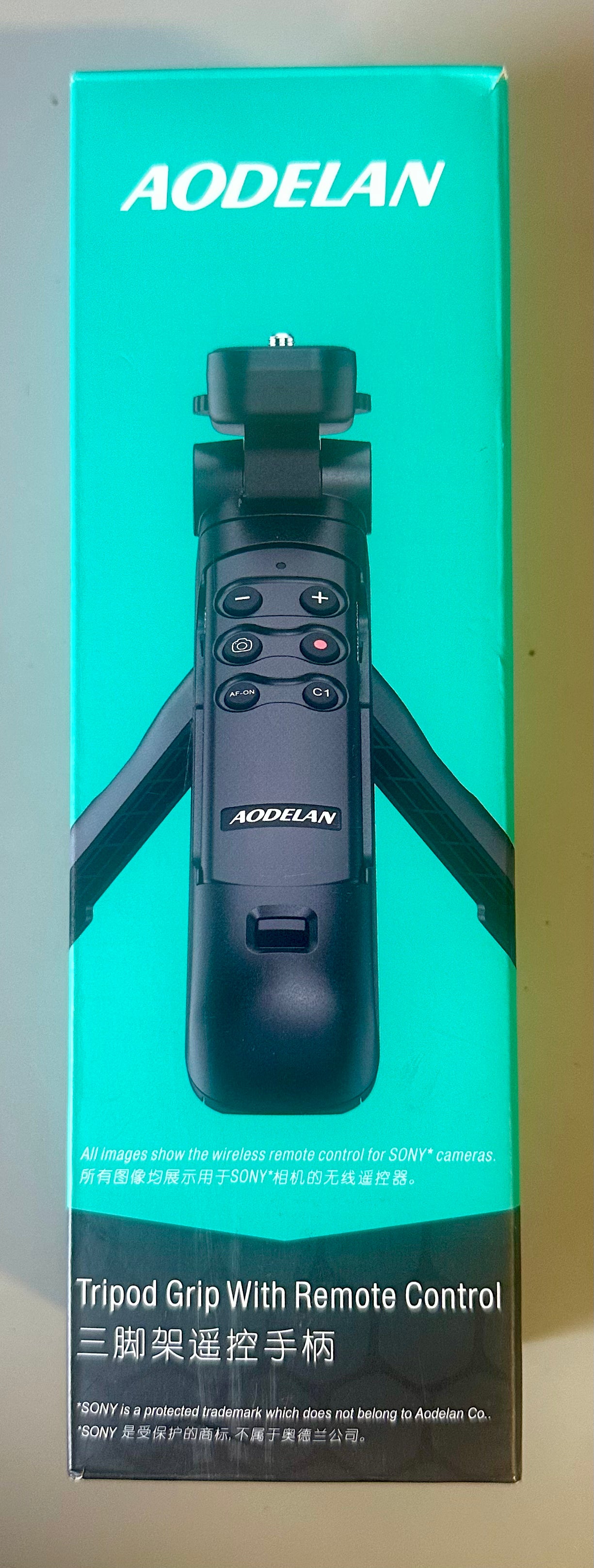 Tripod with Rechargeable Remote Control - Aodelan Wireless Shooting Grip with OLED Screen for Sony Vlogging for ZV-E10,ZV-1F,RX100 VII,a6100,a6400,a7 III,a9 II; Replace Sony GP-VPT2BT