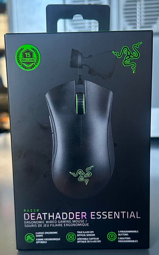 Razer DeathAdder Essential Gaming Mouse: 6400 DPI Optical Sensor - 5 Programmable Buttons - Mechanical Switches - Rubber Side Grips - Classic Black