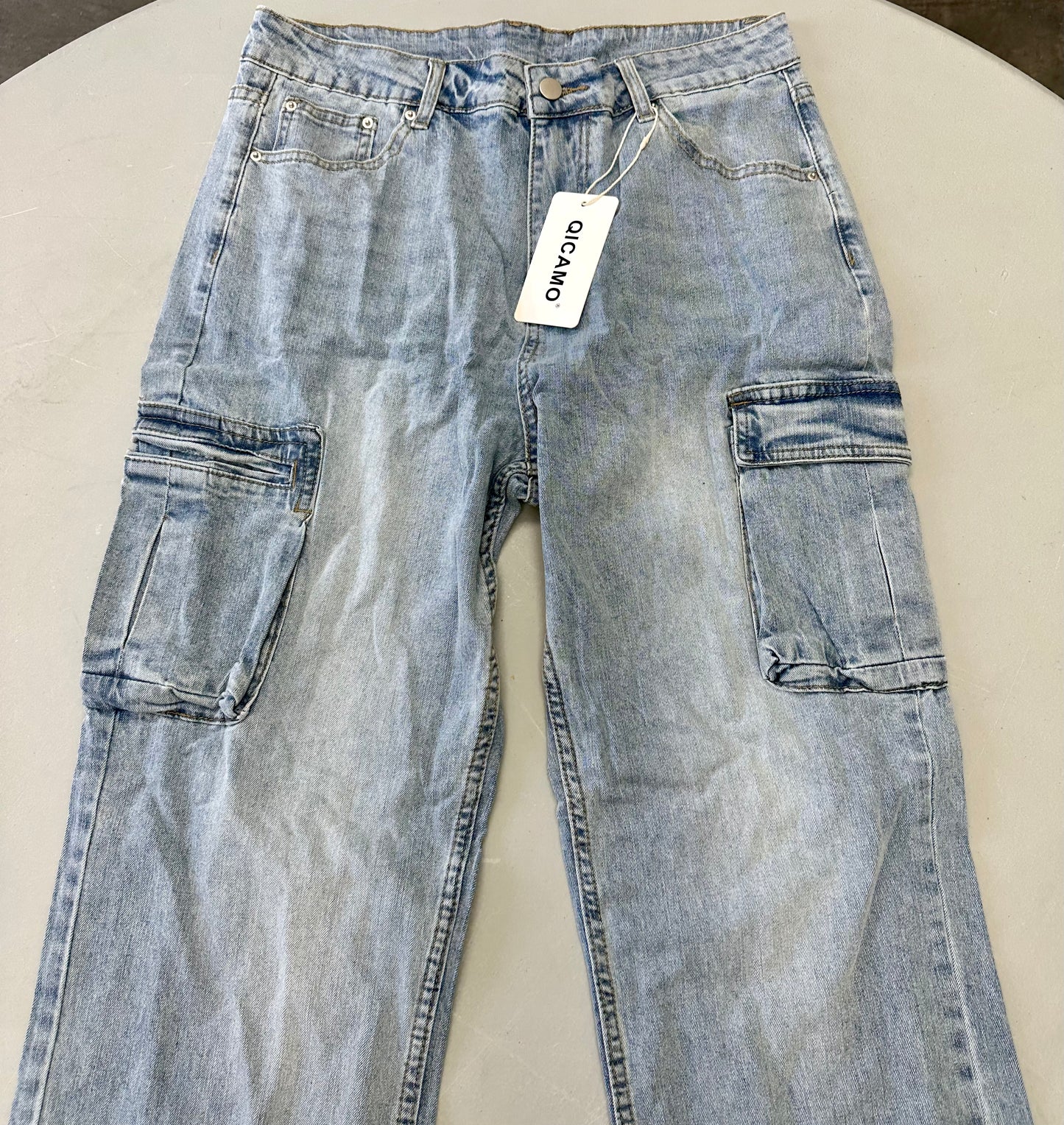 Women High Waisted Cargo Jean for Women (Size 12)