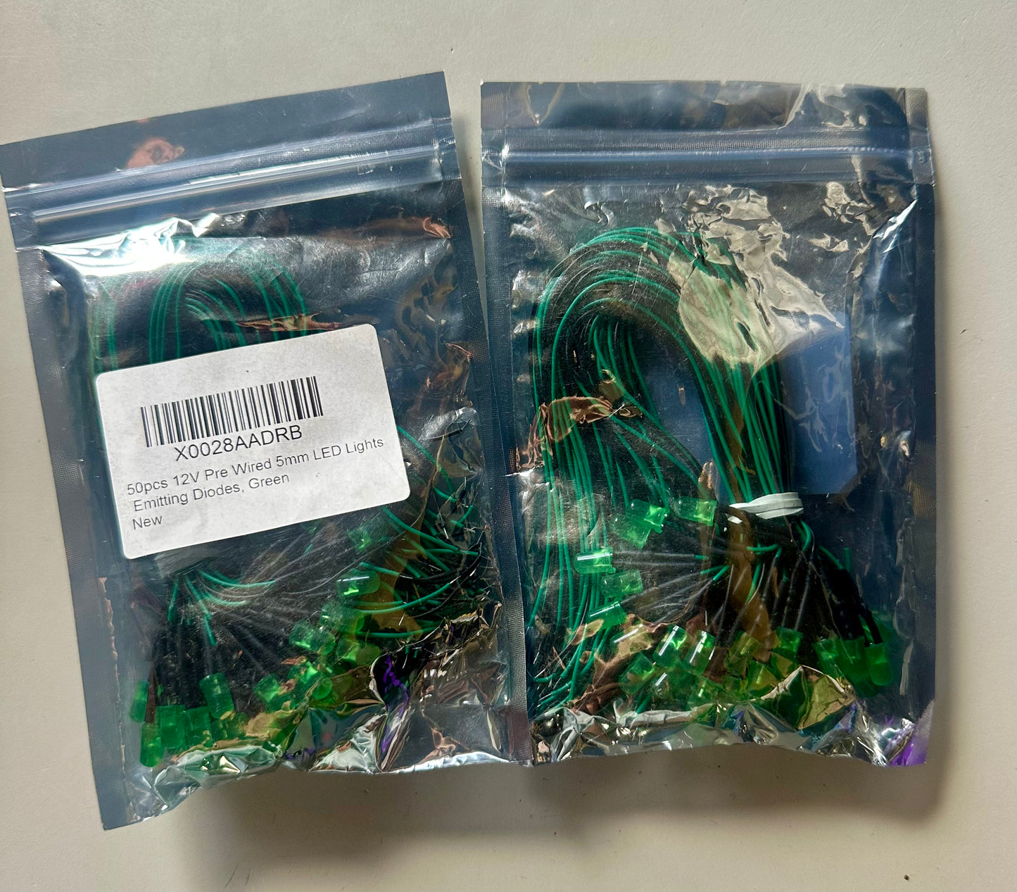 2-Pack, CO-RODE 50pcs 12V Pre Wired 5mm LED Lights Emitting Diodes, Green, 2-Pack