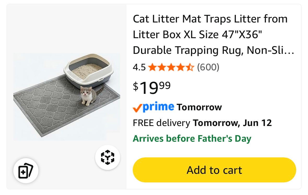 Frxat Cat Litter Mat Litter Trapping Mat, Non-Slip, Less Waste Cat Litter Box Mat,Door mats, Entrance mats，Waterproof, Anti Slip, and pet Urine Resistant，47" x 36" LightBlue
