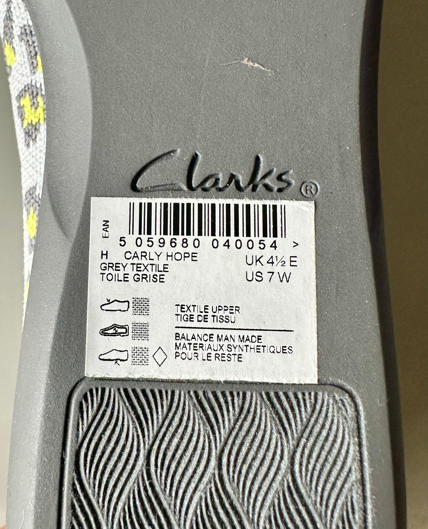 Clarks Women's Carly Hope Ballet Flat Grey Text Animal (Size W(7.5w))