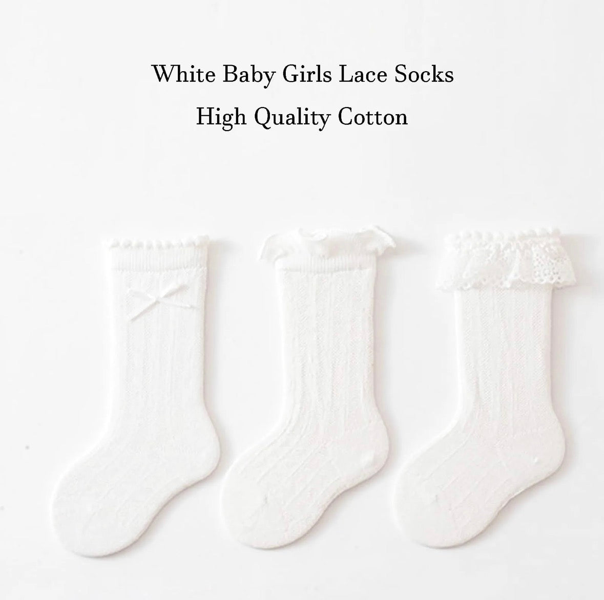 Apone Fatu Baby Knee High Socks Non Slip Grip Ankle Socks Ruffled Long Stockings (Size 6-12 Months)